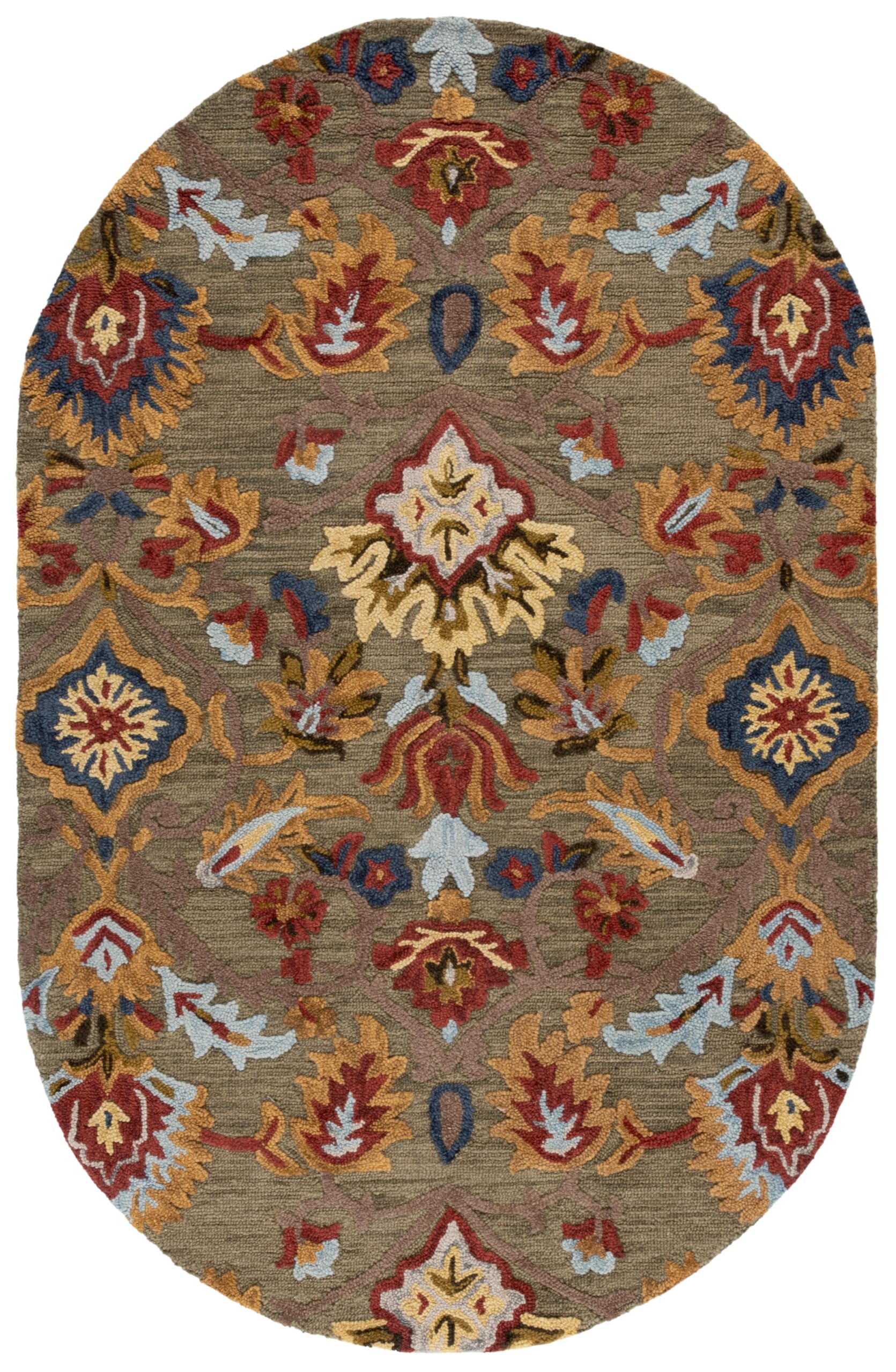 SAFAVIEH Area Rug 8x10 - Blossom Collection - Large - Green & Multi, Handmade Wool, Ideal for Living Room, Bedroom, Office, Dining Space (BLM402B)
