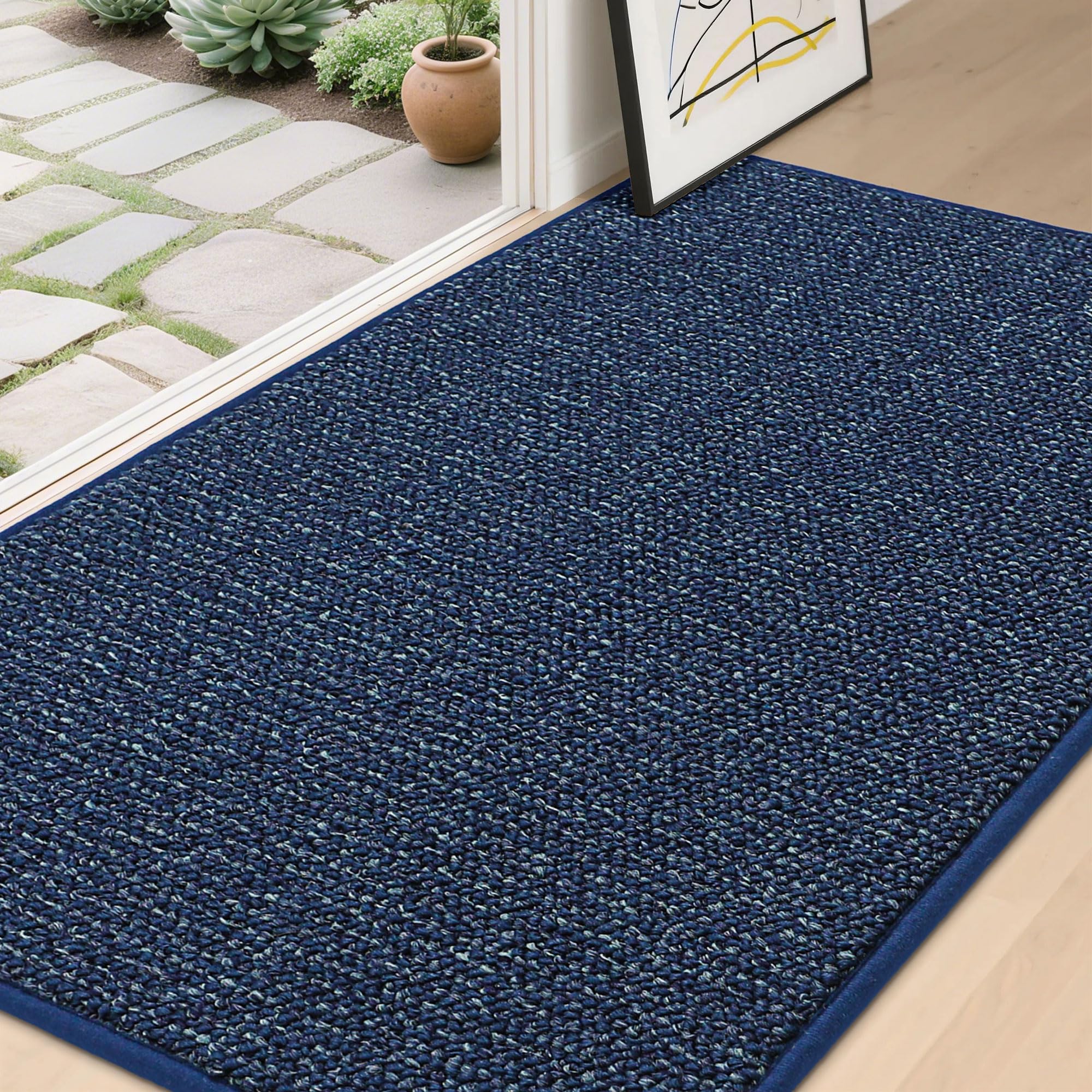 BEQHAUSE Dirt Trapper Door Mat 24" x 36", Non-Slip Washable Doormats Entrance Mat, Dirt Resistant and Absorbent Welcome Mat, Low Profile Floor Mats for Front Back Door and Entryway, Beige