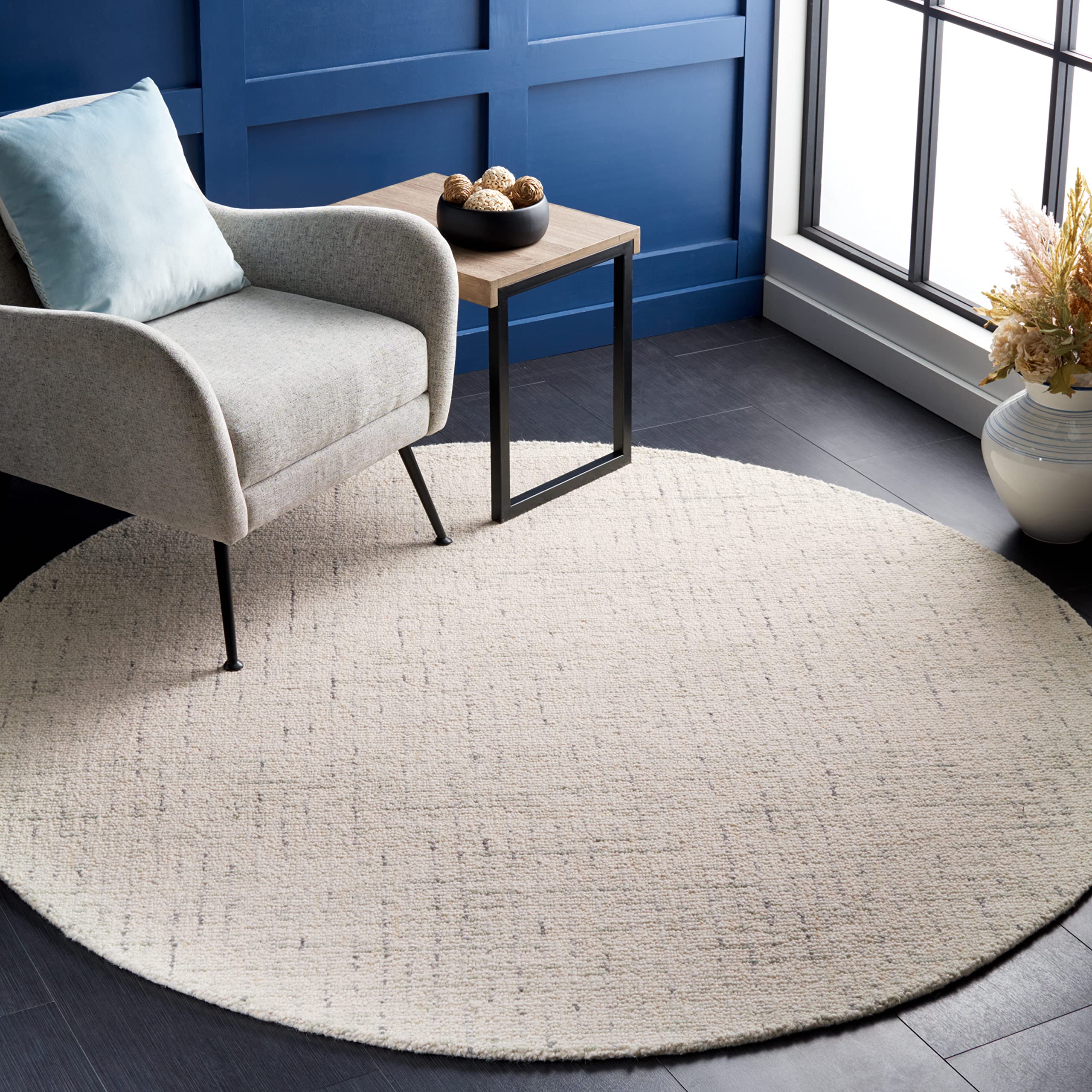 SAFAVIEH Area Rug 8x10 - Abstract Collection - Large - Ivory & Grey, Handmade Wool, Ideal for Living Room, Bedroom, Office, Dining Space (ABT468G)