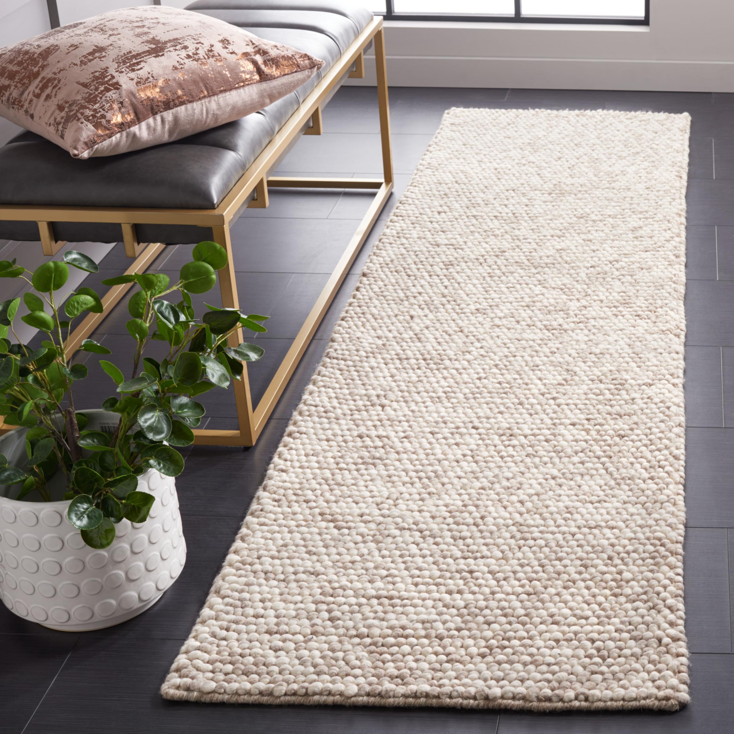 SAFAVIEH Area Rug 8x10 - Natura Collection - Large - Ivory, Handmade Wool Blend, Textured Design, Ideal for Living Room, Bedroom, Dining Space (NAT620A)
