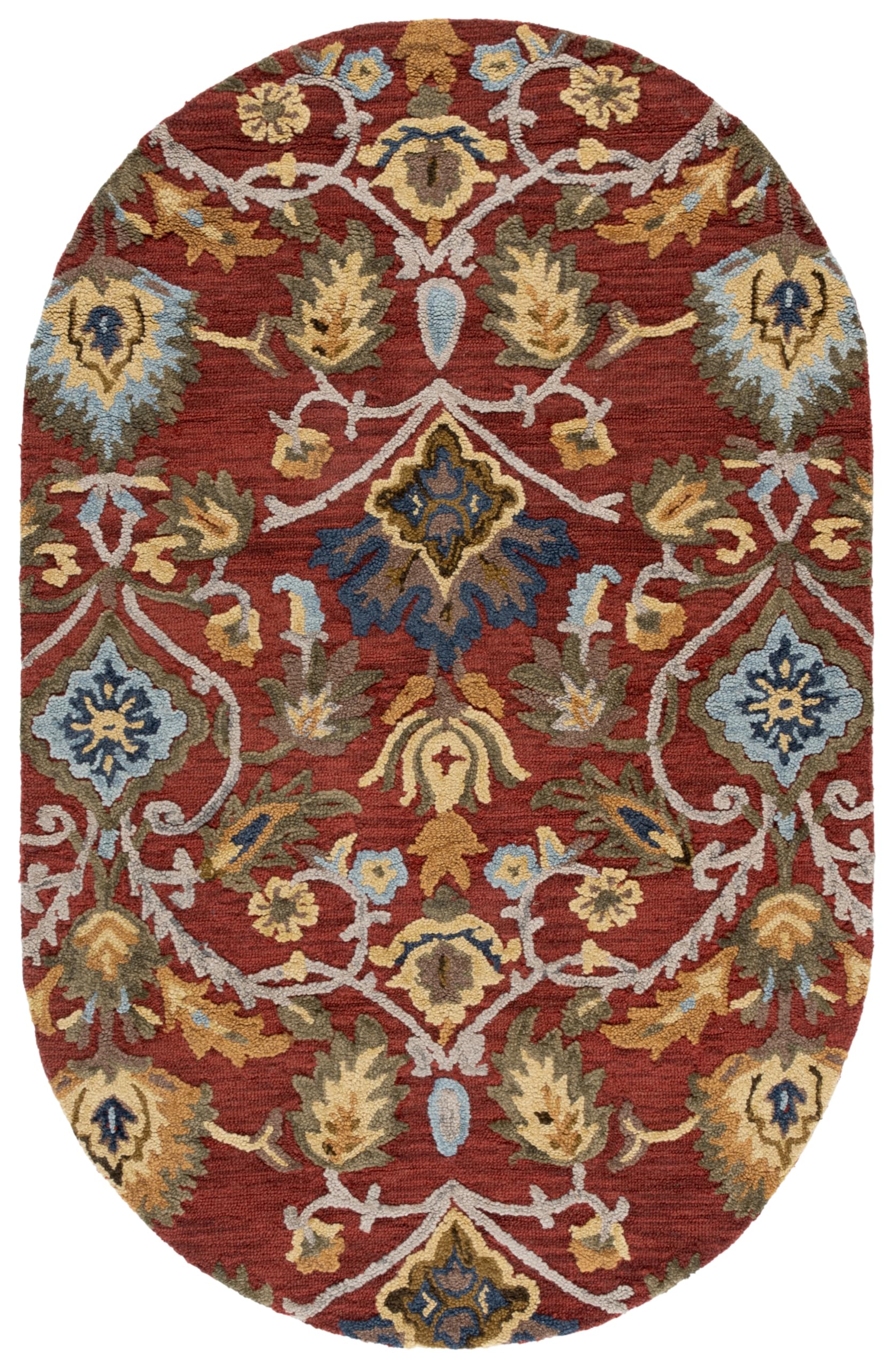 SAFAVIEH Area Rug 8x10 - Blossom Collection - Large - Green & Multi, Handmade Wool, Ideal for Living Room, Bedroom, Office, Dining Space (BLM402B)