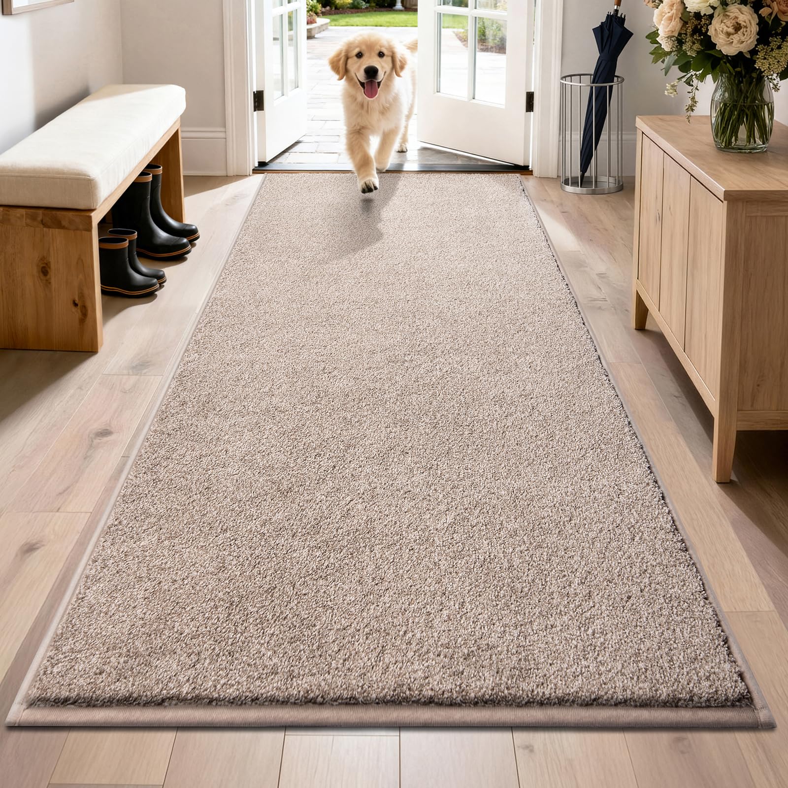 PURRUGS Dirt Trapping Door Mat 24" x 35.5", Non-Slip Machine Washable Entryway Rug, Dog Doormat, Indoor Front Door Mat, Super Absorbent Entry Rug for Muddy Shoes & Paws, Charcoal