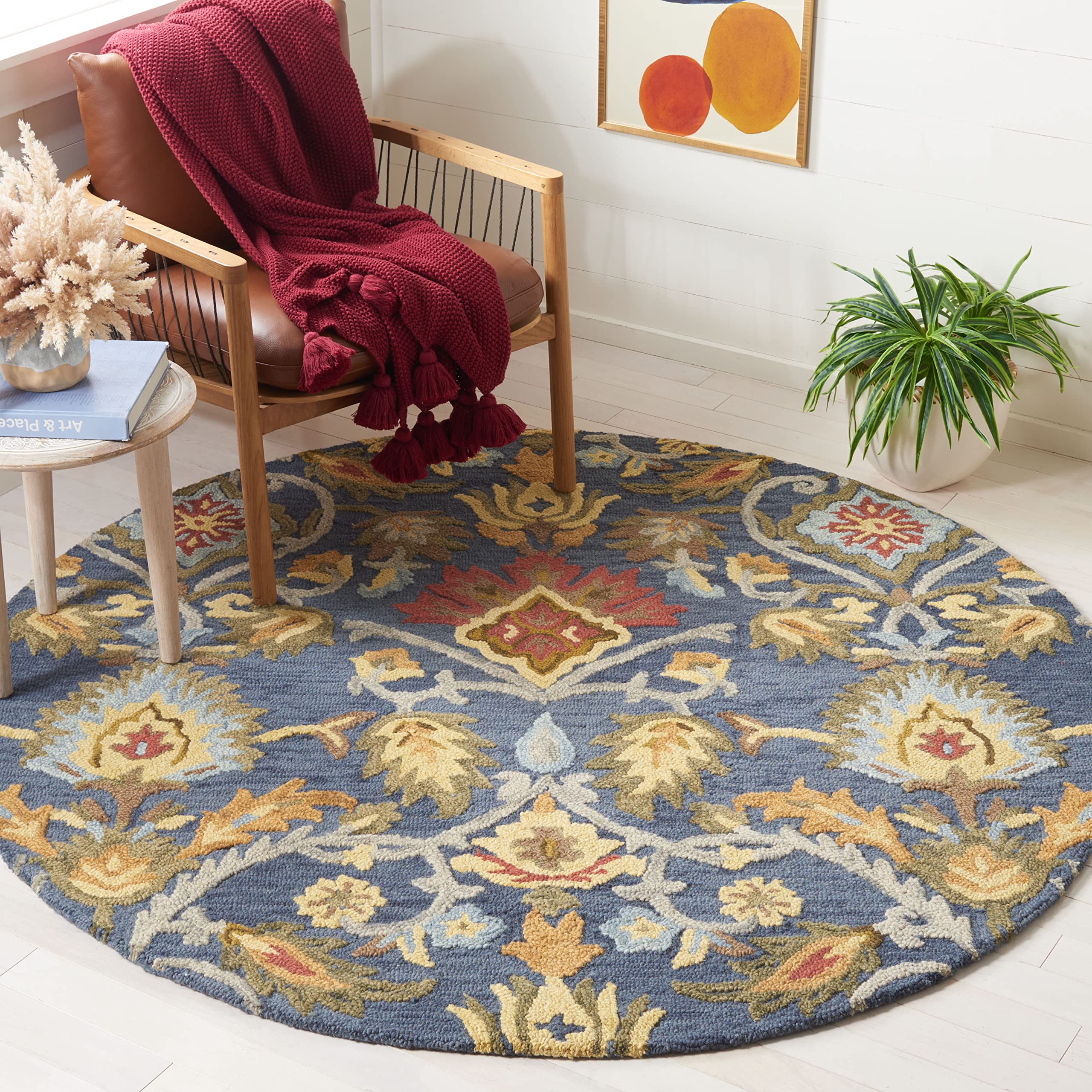 SAFAVIEH Area Rug 8x10 - Blossom Collection - Large - Green & Multi, Handmade Wool, Ideal for Living Room, Bedroom, Office, Dining Space (BLM402B)