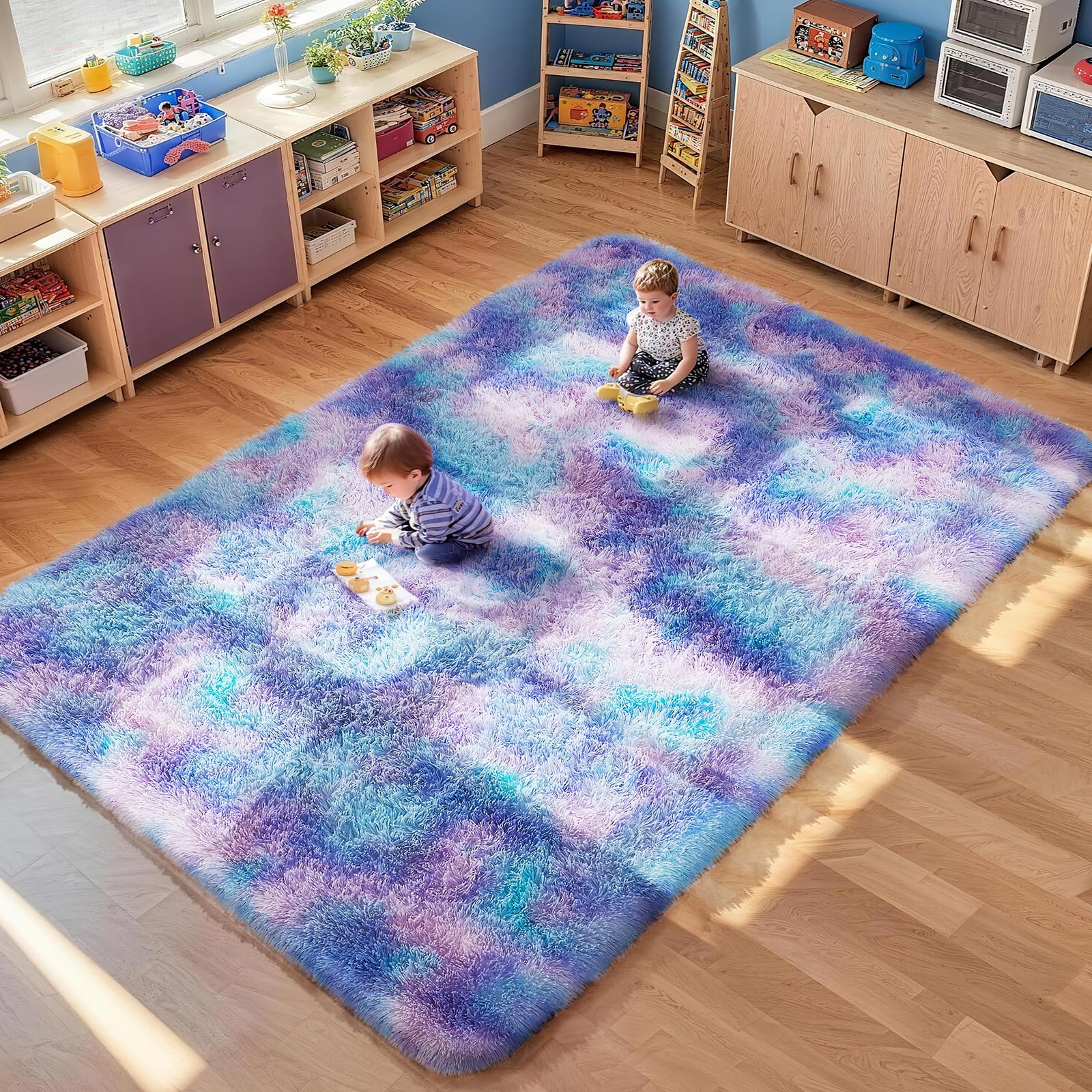 Ophanie 8x10 Area Rugs for Living Room, Upgrade Non-Slip Fluffy Soft Large Shag Bedroom Carpet, Ivory Big Indoor Thick Nursery Rug, Carpets for Boy and Girls Room Dorm Home Decor Aesthetic