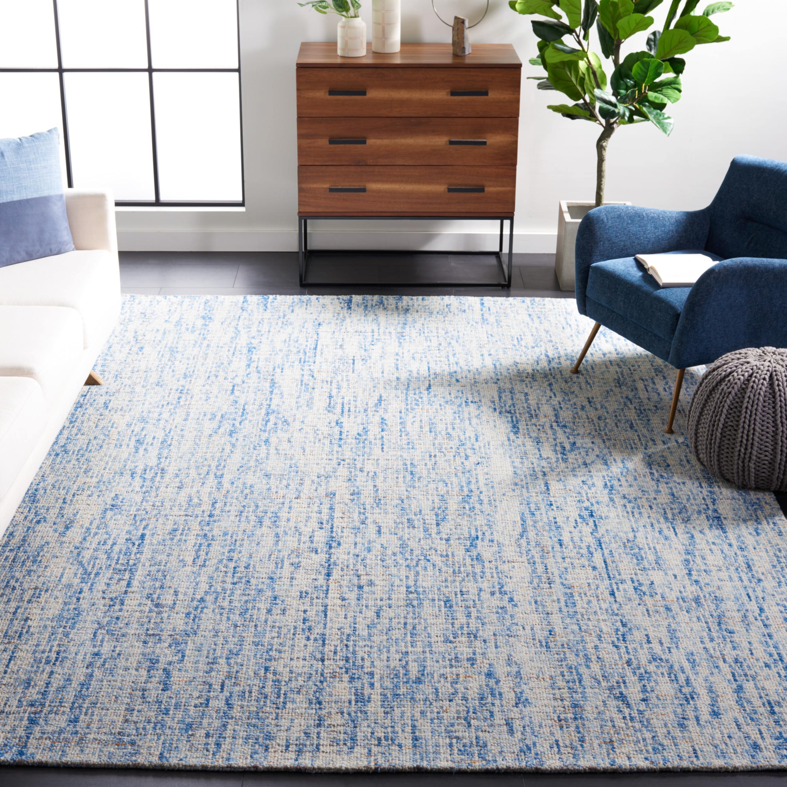 SAFAVIEH Area Rug 8x10 - Abstract Collection - Large - Ivory & Grey, Handmade Wool, Ideal for Living Room, Bedroom, Office, Dining Space (ABT468G)