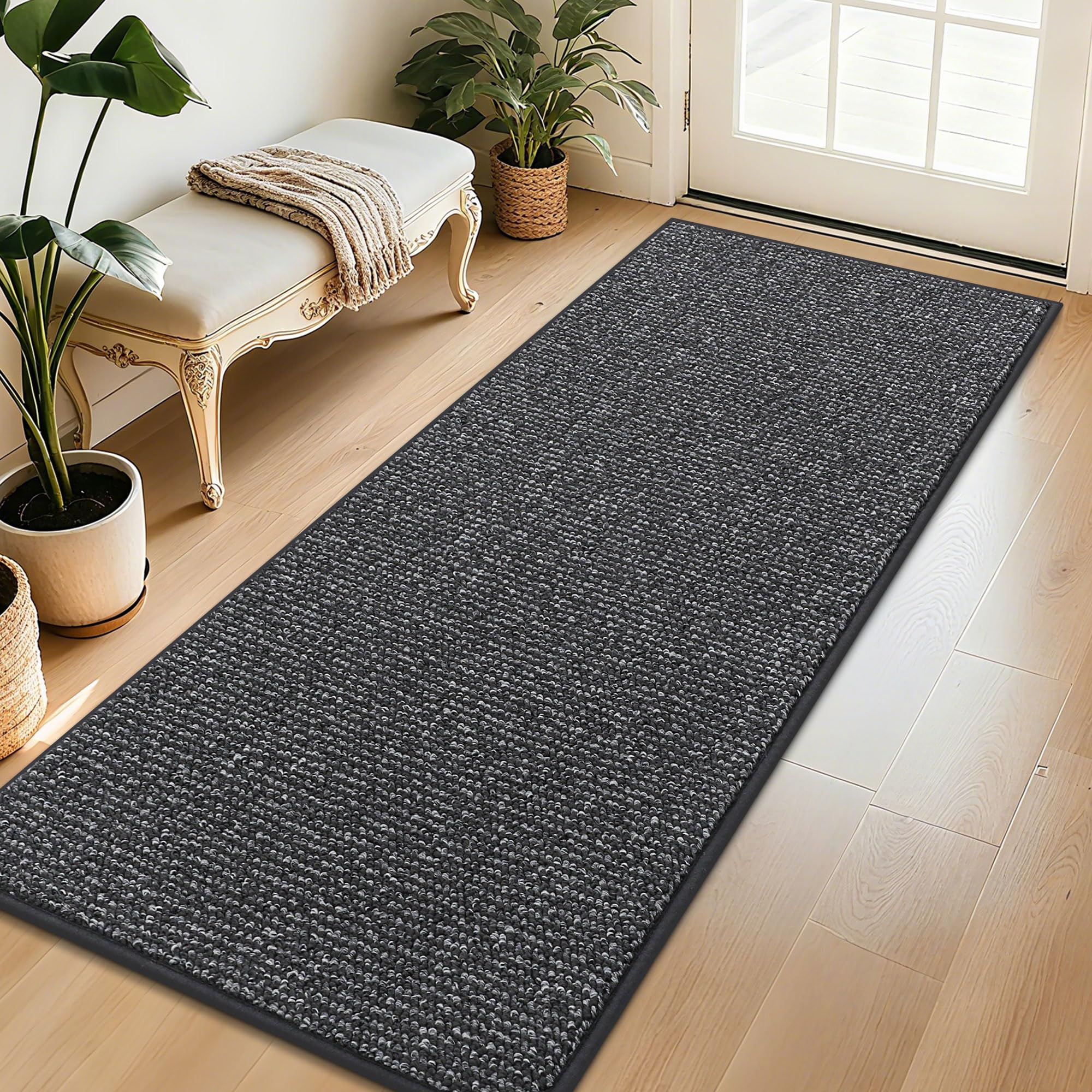BEQHAUSE Dirt Trapper Door Mat 24" x 36", Non-Slip Washable Doormats Entrance Mat, Dirt Resistant and Absorbent Welcome Mat, Low Profile Floor Mats for Front Back Door and Entryway, Beige