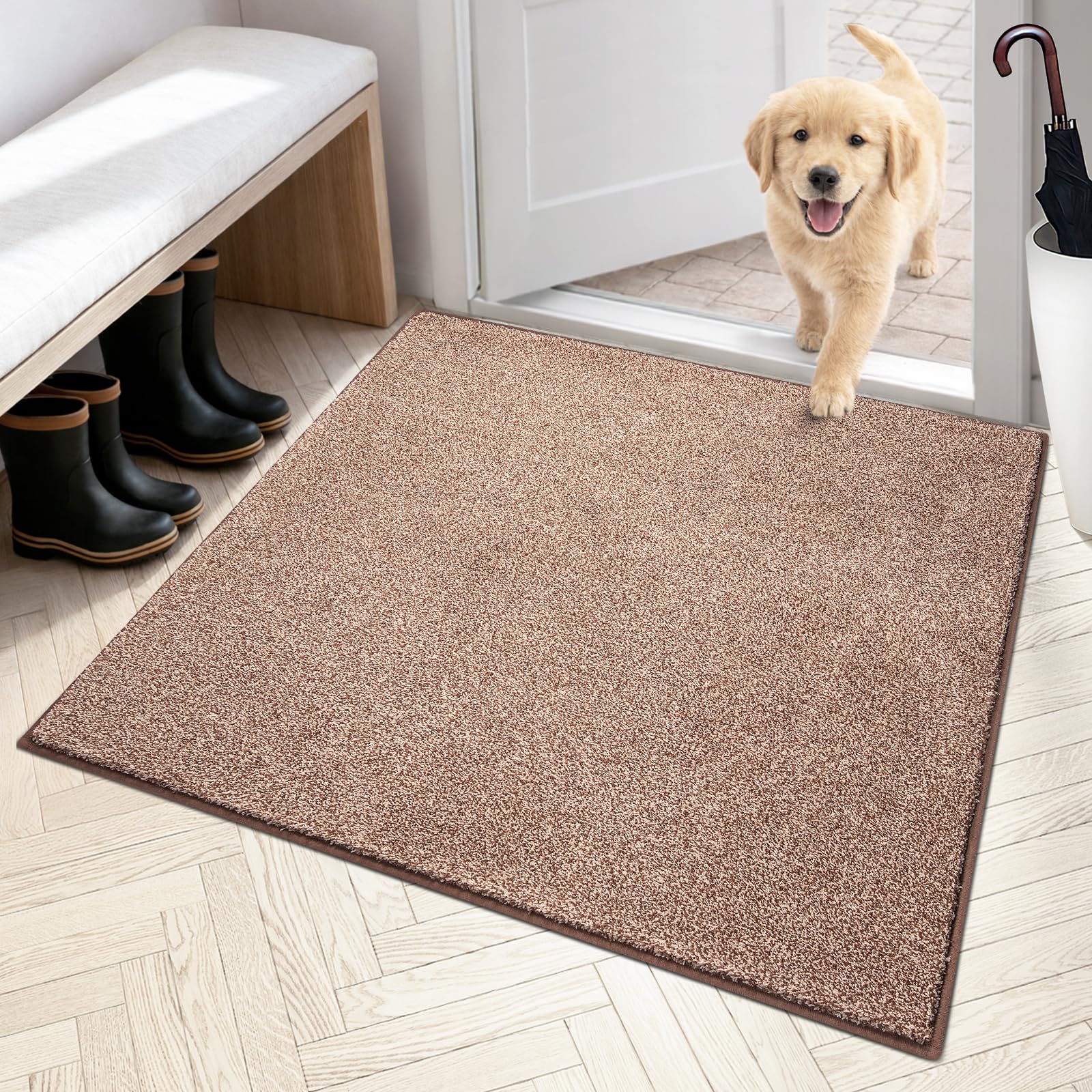 PURRUGS Dirt Trapping Door Mat 24" x 35.5", Non-Slip Machine Washable Entryway Rug, Dog Doormat, Indoor Front Door Mat, Super Absorbent Entry Rug for Muddy Shoes & Paws, Charcoal