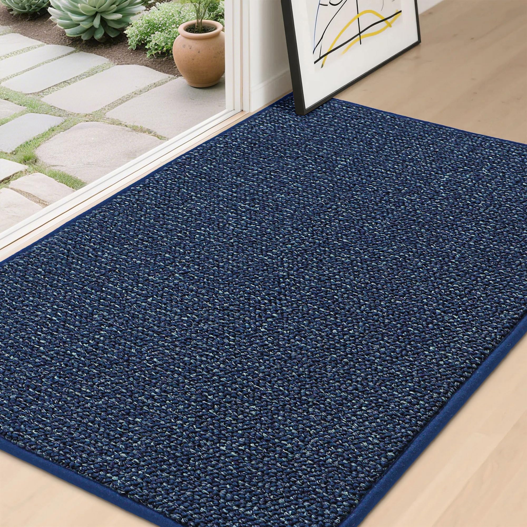 BEQHAUSE Dirt Trapper Door Mat 24" x 36", Non-Slip Washable Doormats Entrance Mat, Dirt Resistant and Absorbent Welcome Mat, Low Profile Floor Mats for Front Back Door and Entryway, Beige