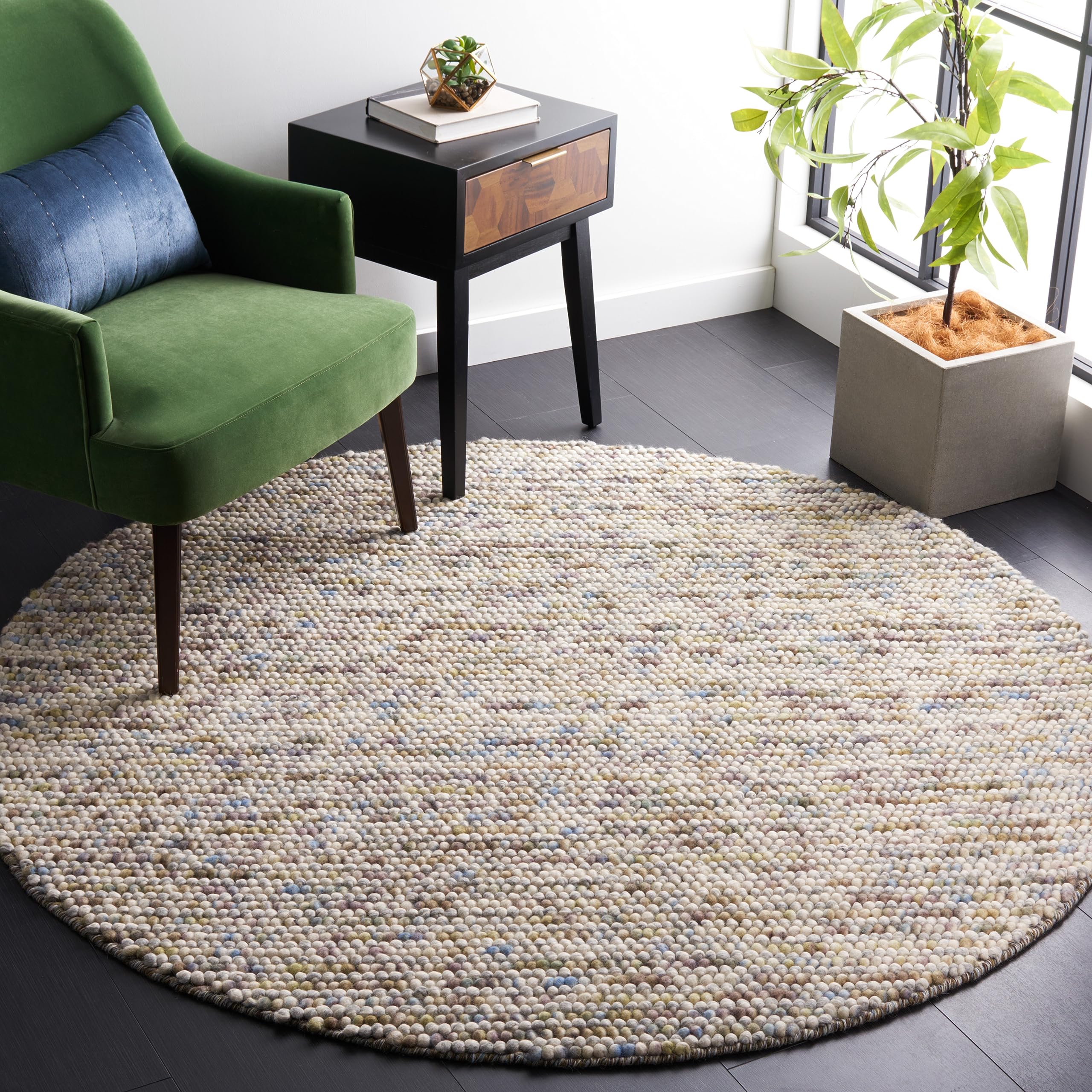 SAFAVIEH Area Rug 8x10 - Natura Collection - Large - Ivory, Handmade Wool Blend, Textured Design, Ideal for Living Room, Bedroom, Dining Space (NAT620A)