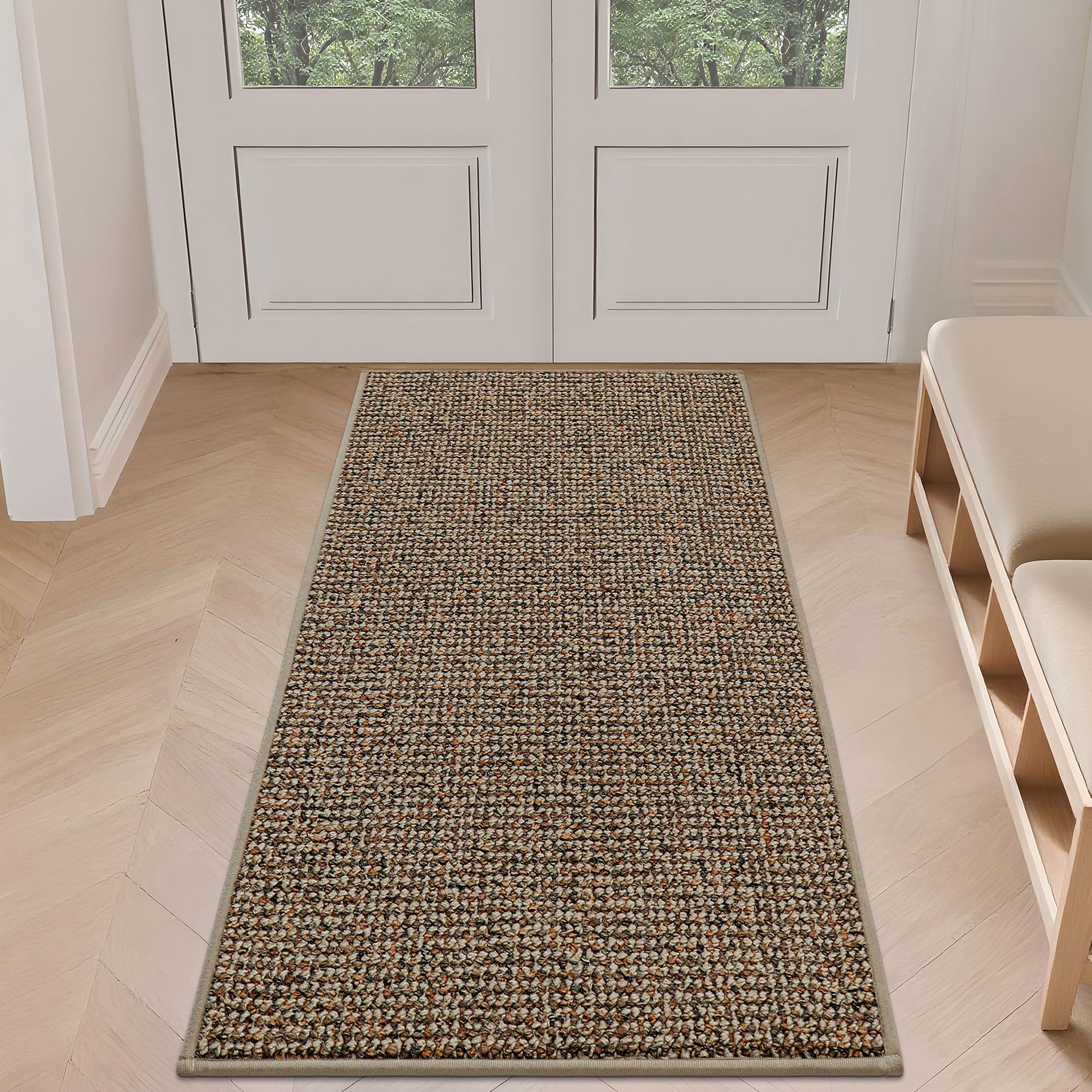 BEQHAUSE Dirt Trapper Door Mat 24" x 36", Non-Slip Washable Doormats Entrance Mat, Dirt Resistant and Absorbent Welcome Mat, Low Profile Floor Mats for Front Back Door and Entryway, Beige