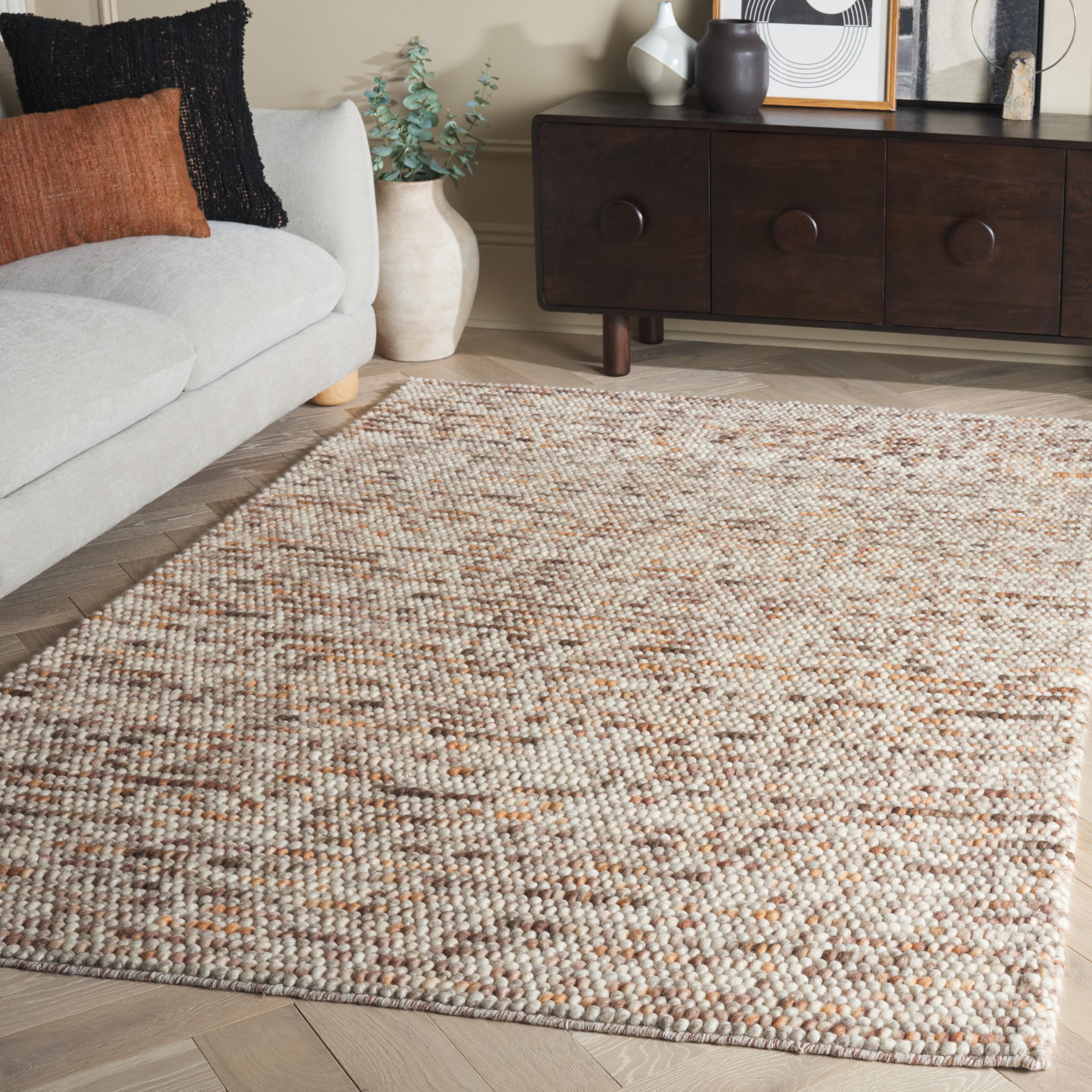 SAFAVIEH Area Rug 8x10 - Natura Collection - Large - Ivory, Handmade Wool Blend, Textured Design, Ideal for Living Room, Bedroom, Dining Space (NAT620A)