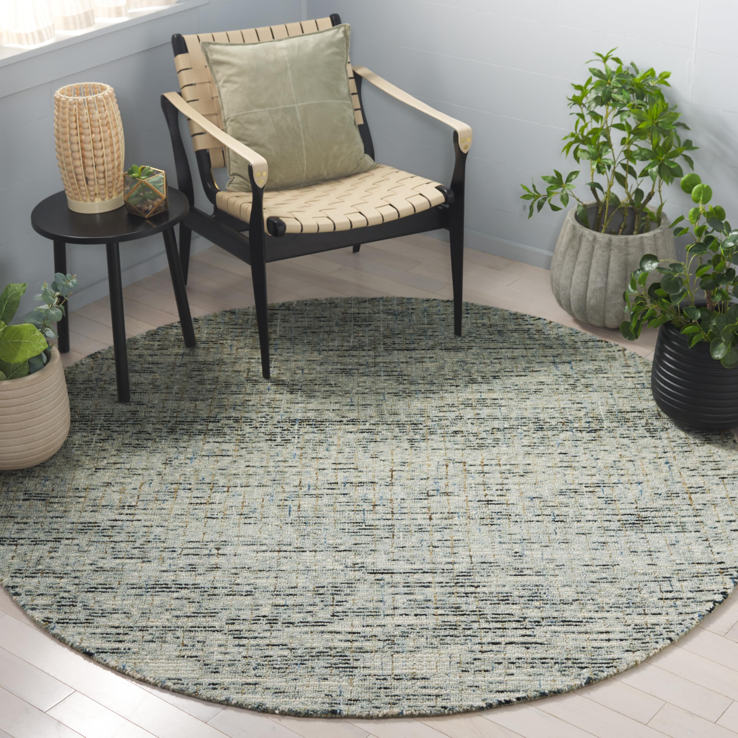 SAFAVIEH Area Rug 8x10 - Abstract Collection - Large - Ivory & Grey, Handmade Wool, Ideal for Living Room, Bedroom, Office, Dining Space (ABT468G)