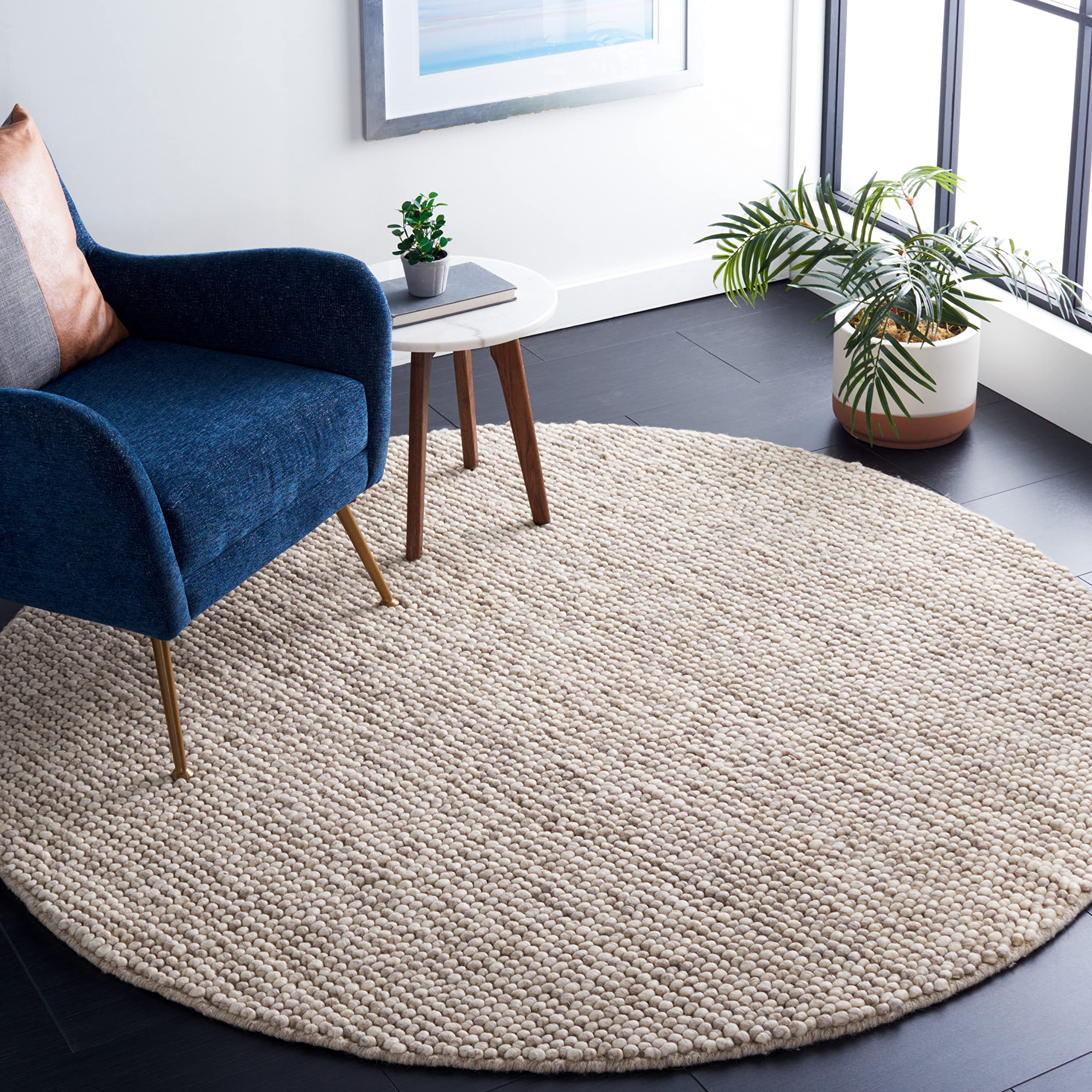 SAFAVIEH Area Rug 8x10 - Natura Collection - Large - Ivory, Handmade Wool Blend, Textured Design, Ideal for Living Room, Bedroom, Dining Space (NAT620A)