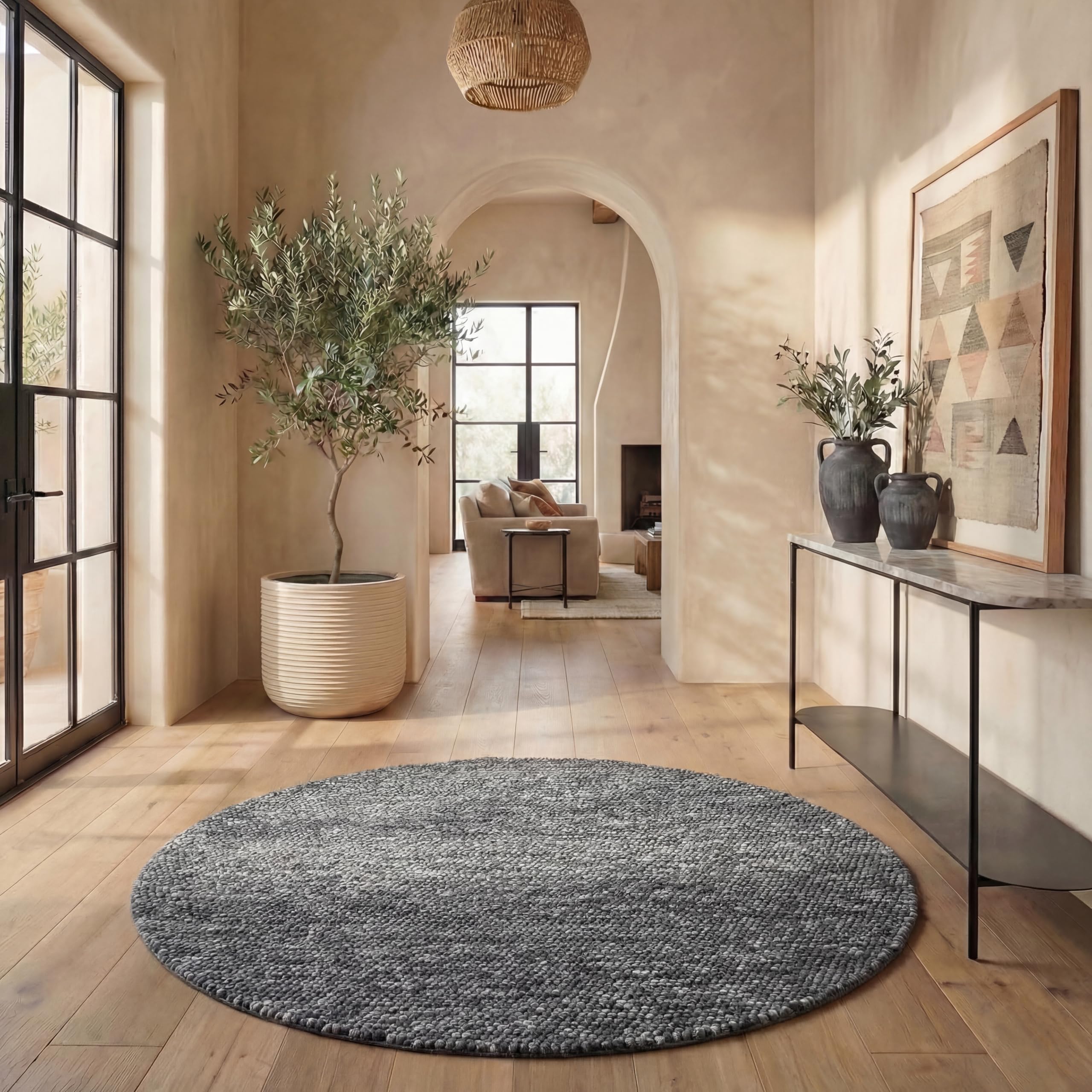 SAFAVIEH Area Rug 8x10 - Natura Collection - Large - Ivory, Handmade Wool Blend, Textured Design, Ideal for Living Room, Bedroom, Dining Space (NAT620A)