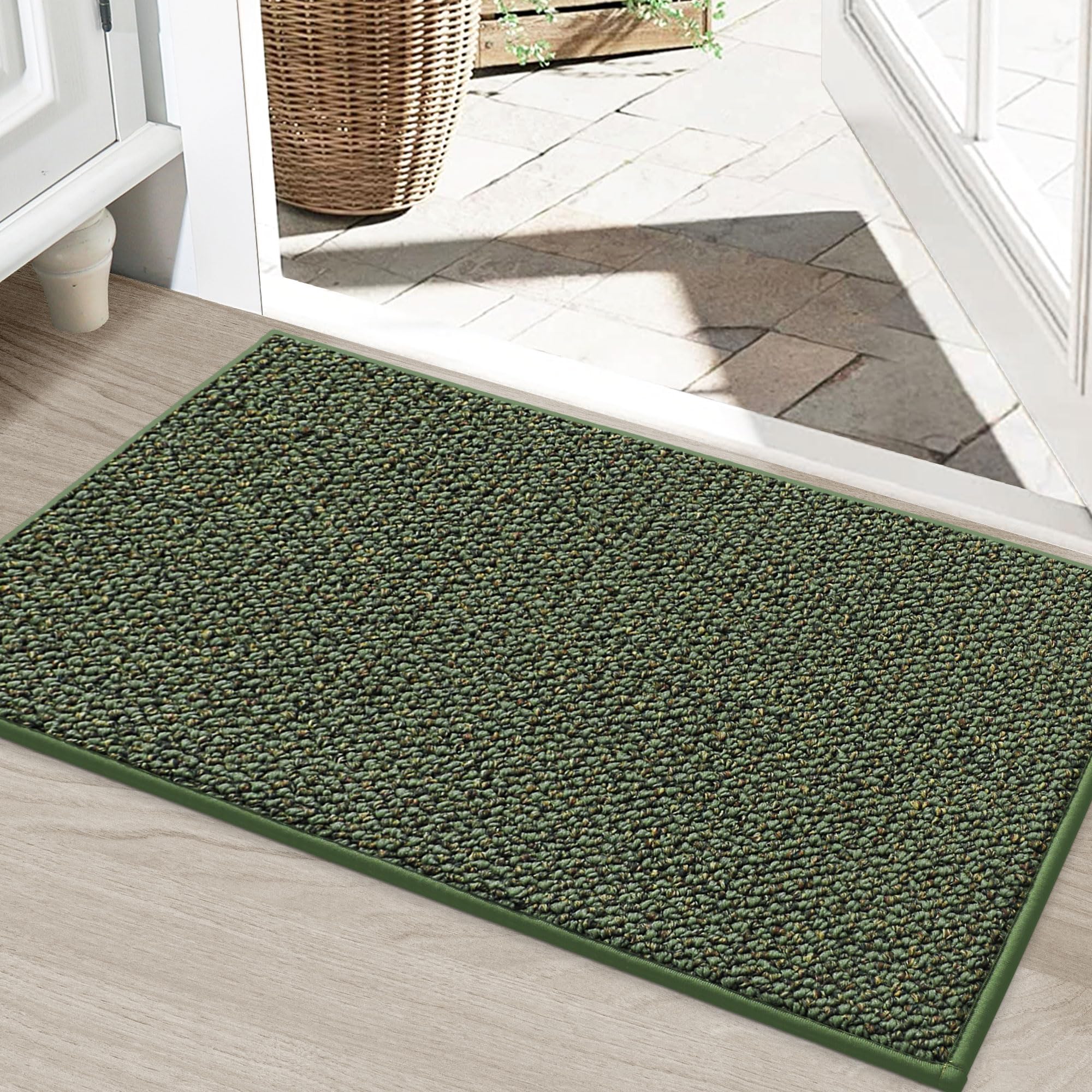 BEQHAUSE Dirt Trapper Door Mat 24" x 36", Non-Slip Washable Doormats Entrance Mat, Dirt Resistant and Absorbent Welcome Mat, Low Profile Floor Mats for Front Back Door and Entryway, Beige