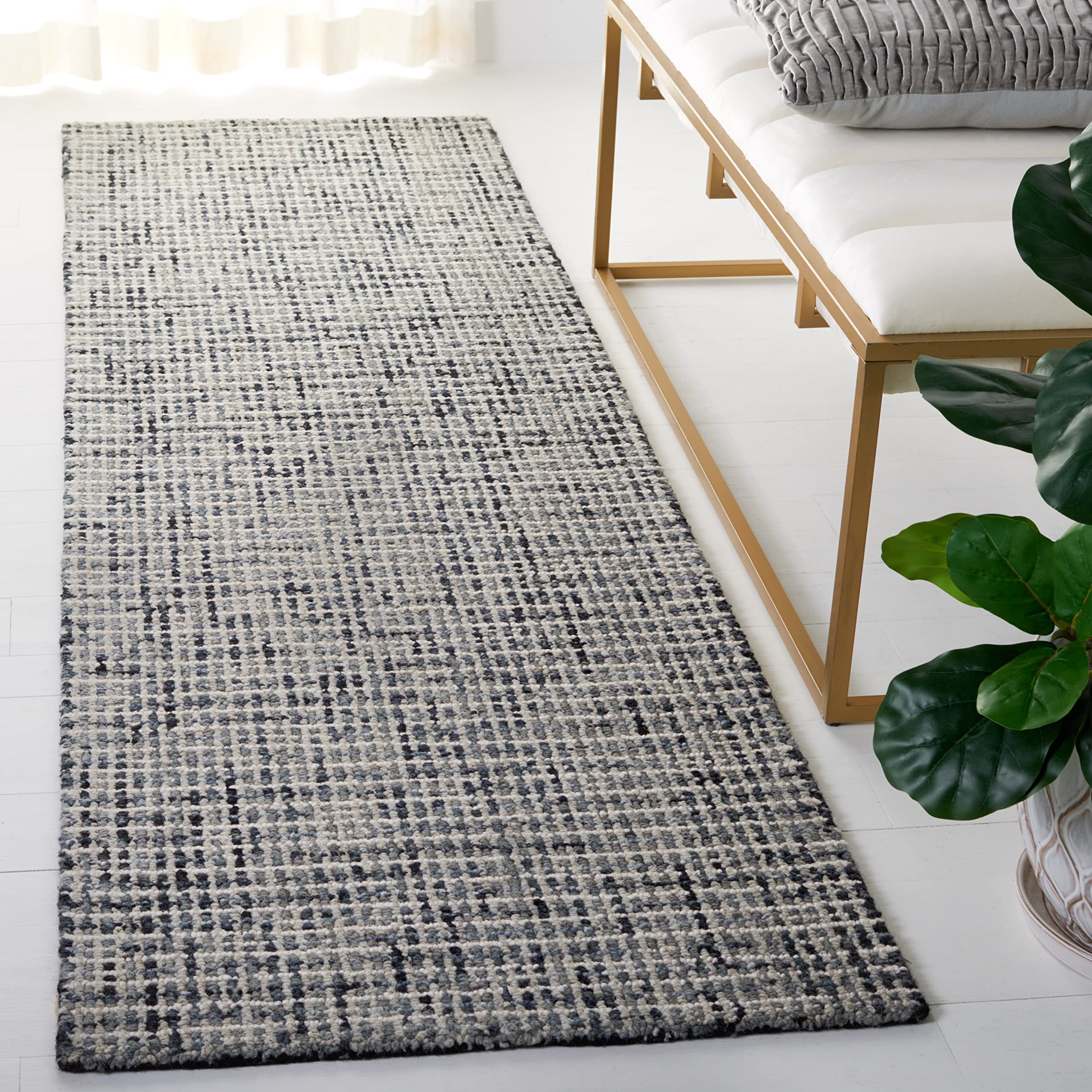 SAFAVIEH Area Rug 8x10 - Abstract Collection - Large - Ivory & Grey, Handmade Wool, Ideal for Living Room, Bedroom, Office, Dining Space (ABT468G)