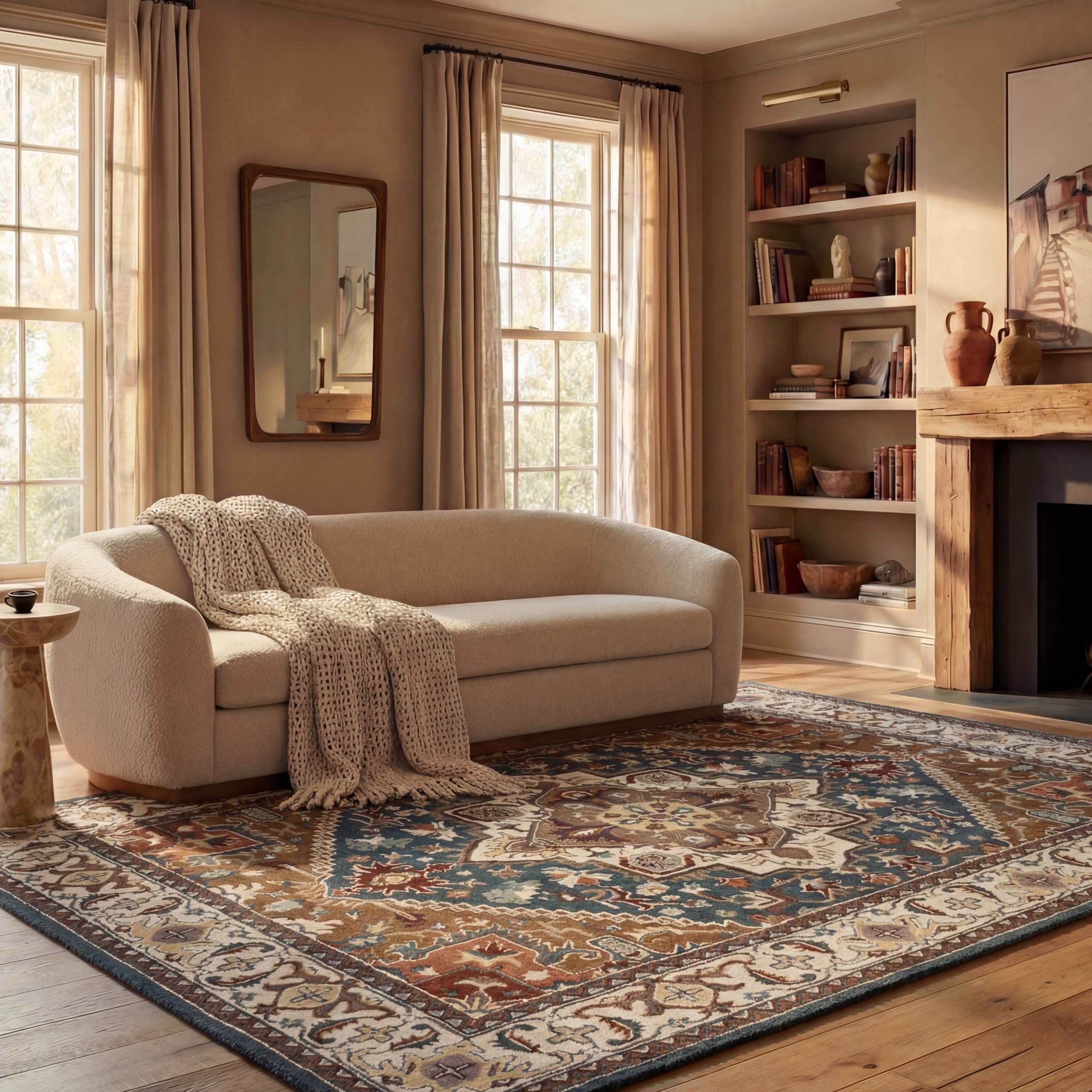 SAFAVIEH Area Rug 8x10 - Heritage Collection - Large - Red, Handmade Wool, Traditional Oriental Medallion Design, Ideal for Living Room, Bedroom, Dining Space (HG625A)
