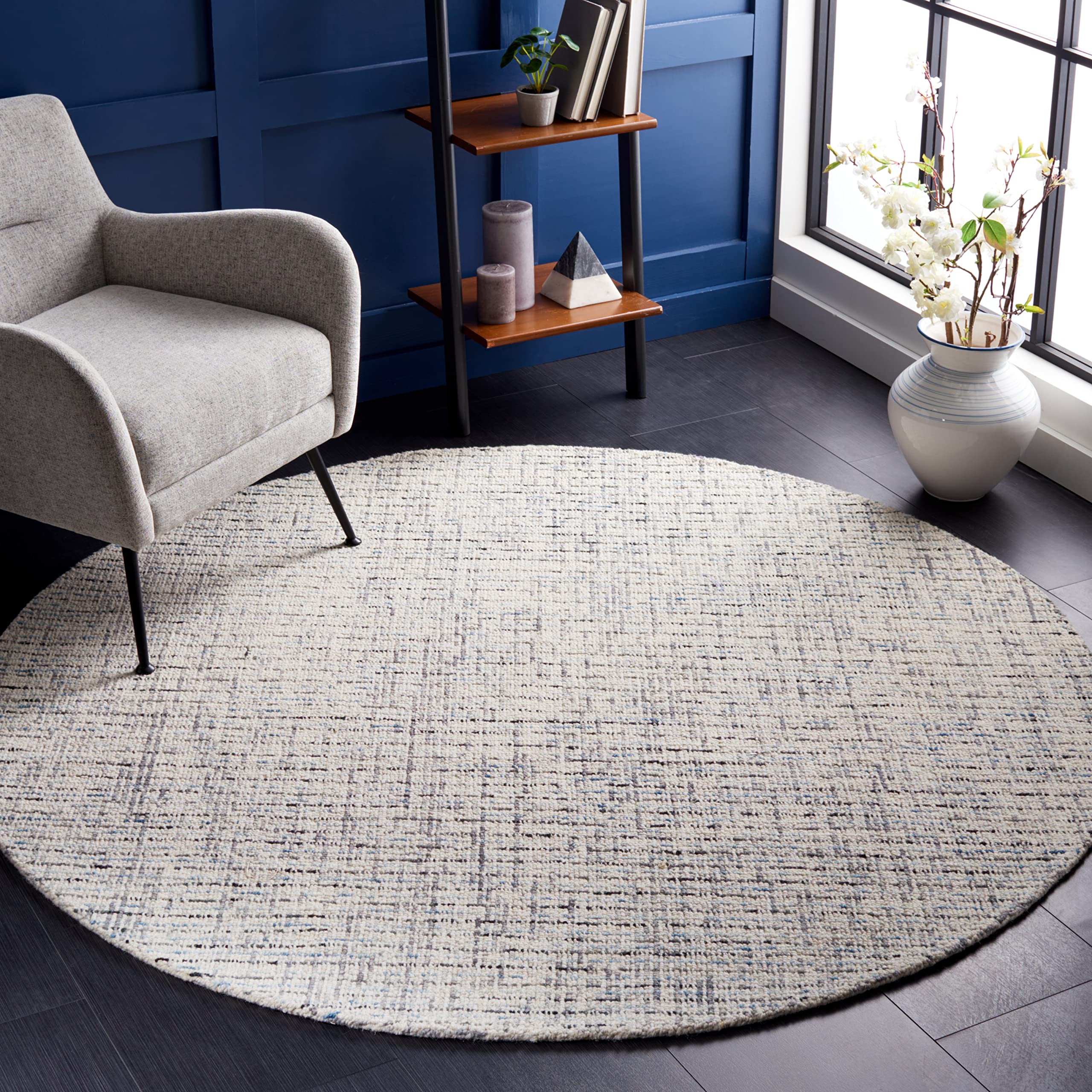 SAFAVIEH Area Rug 8x10 - Abstract Collection - Large - Ivory & Grey, Handmade Wool, Ideal for Living Room, Bedroom, Office, Dining Space (ABT468G)