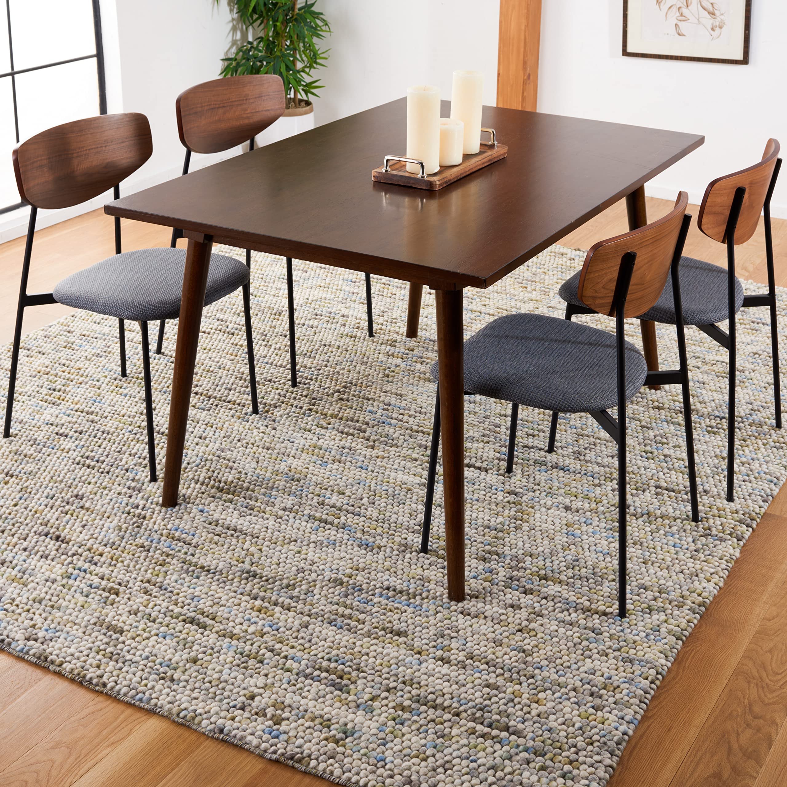 SAFAVIEH Area Rug 8x10 - Natura Collection - Large - Ivory, Handmade Wool Blend, Textured Design, Ideal for Living Room, Bedroom, Dining Space (NAT620A)