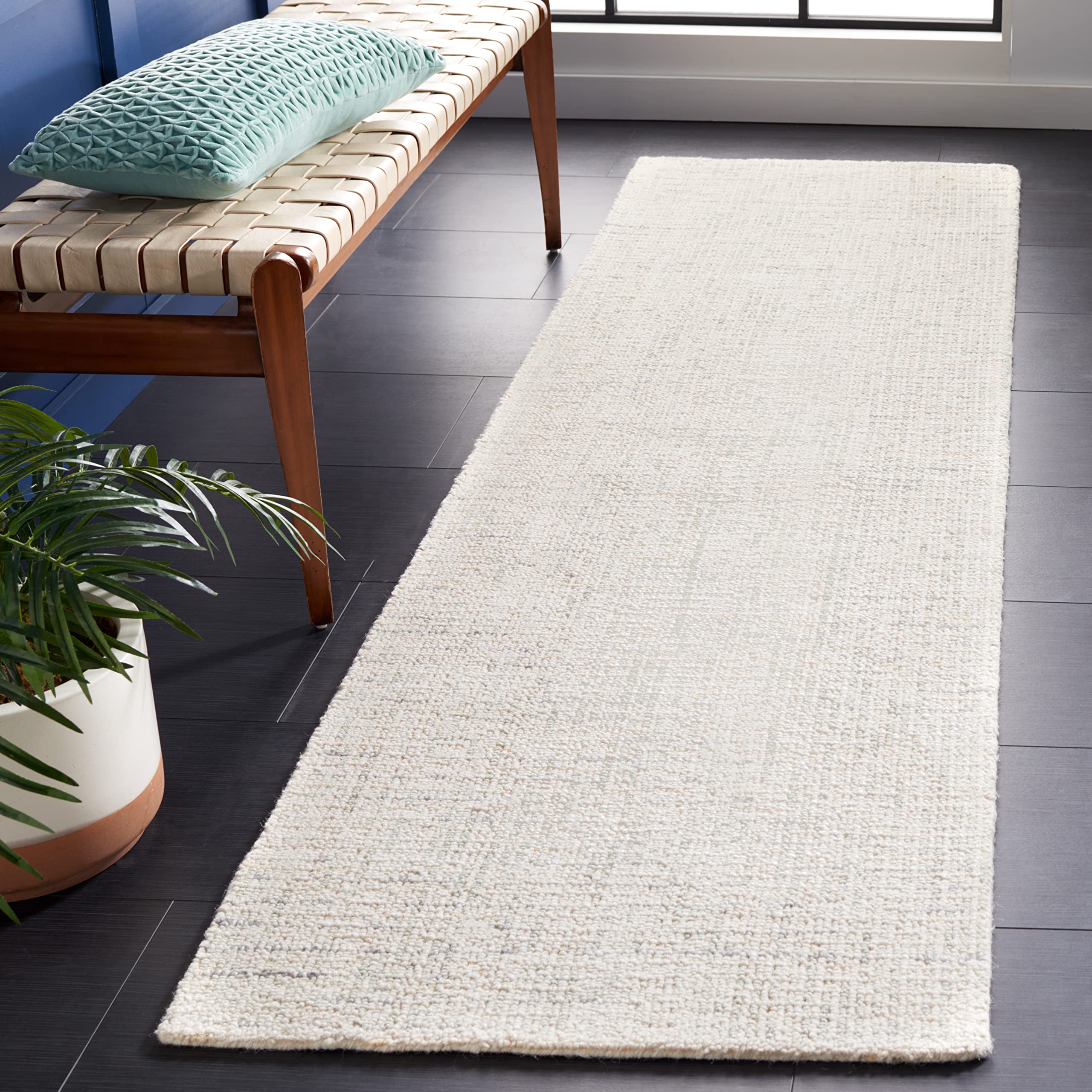 SAFAVIEH Area Rug 8x10 - Abstract Collection - Large - Ivory & Grey, Handmade Wool, Ideal for Living Room, Bedroom, Office, Dining Space (ABT468G)