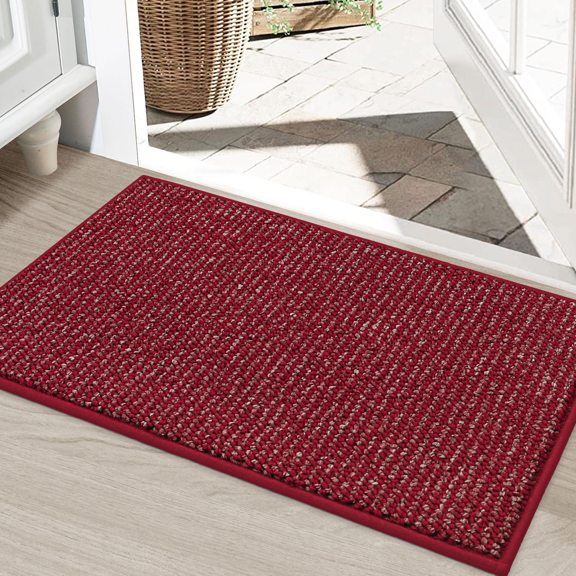 BEQHAUSE Dirt Trapper Door Mat 24" x 36", Non-Slip Washable Doormats Entrance Mat, Dirt Resistant and Absorbent Welcome Mat, Low Profile Floor Mats for Front Back Door and Entryway, Beige