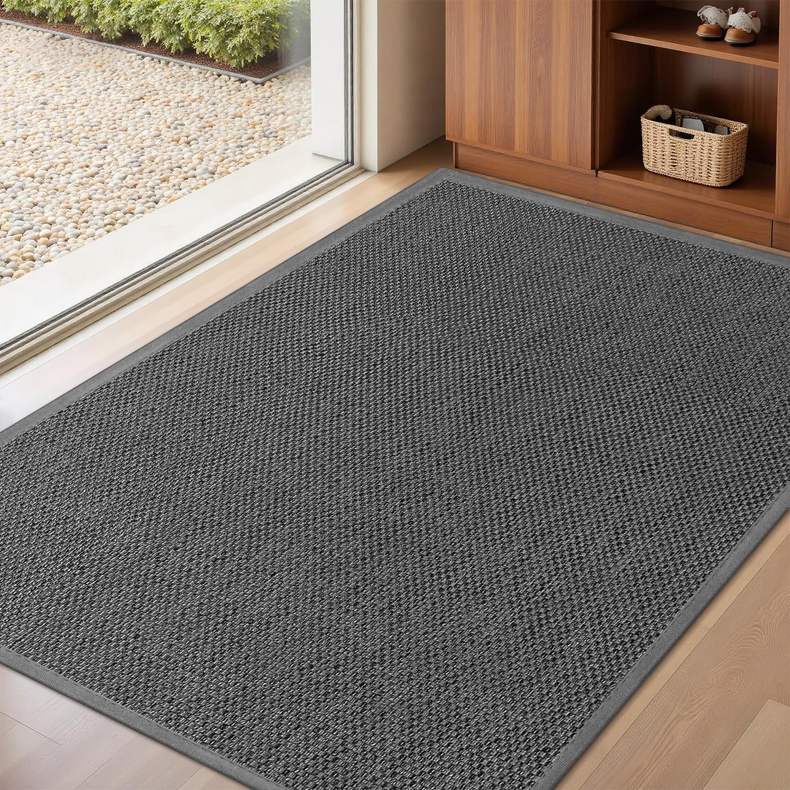 LEKEEPGO Door Mat 24"x47", Non Slip Door Mat Indoor Entrance, Rubber Backing Front Indoor Door mats Washable Absorbent Low-Profile Doomat Entryway Entry Resist Dirt Inside Door Mats, Khaki