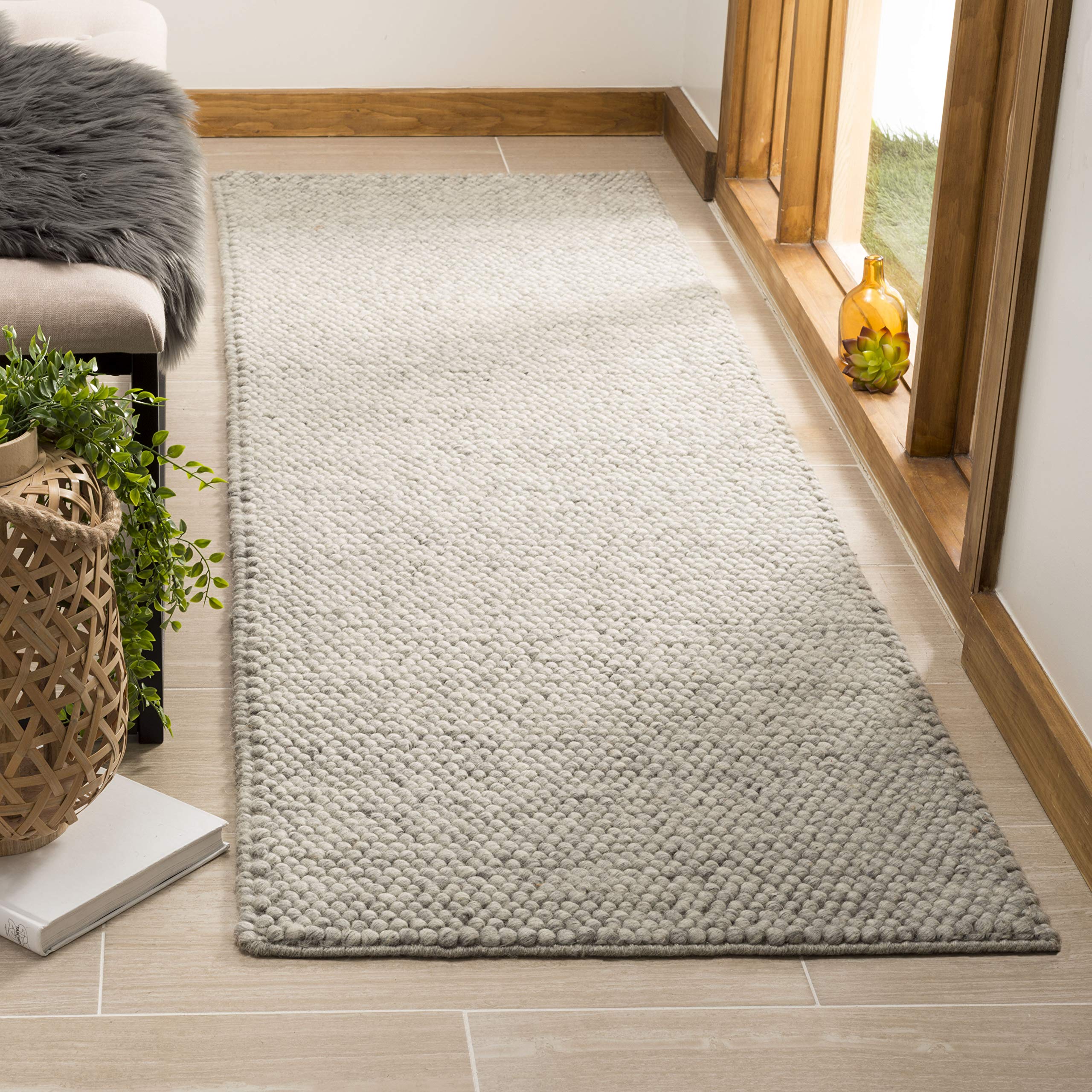 SAFAVIEH Area Rug 8x10 - Natura Collection - Large - Ivory, Handmade Wool Blend, Textured Design, Ideal for Living Room, Bedroom, Dining Space (NAT620A)