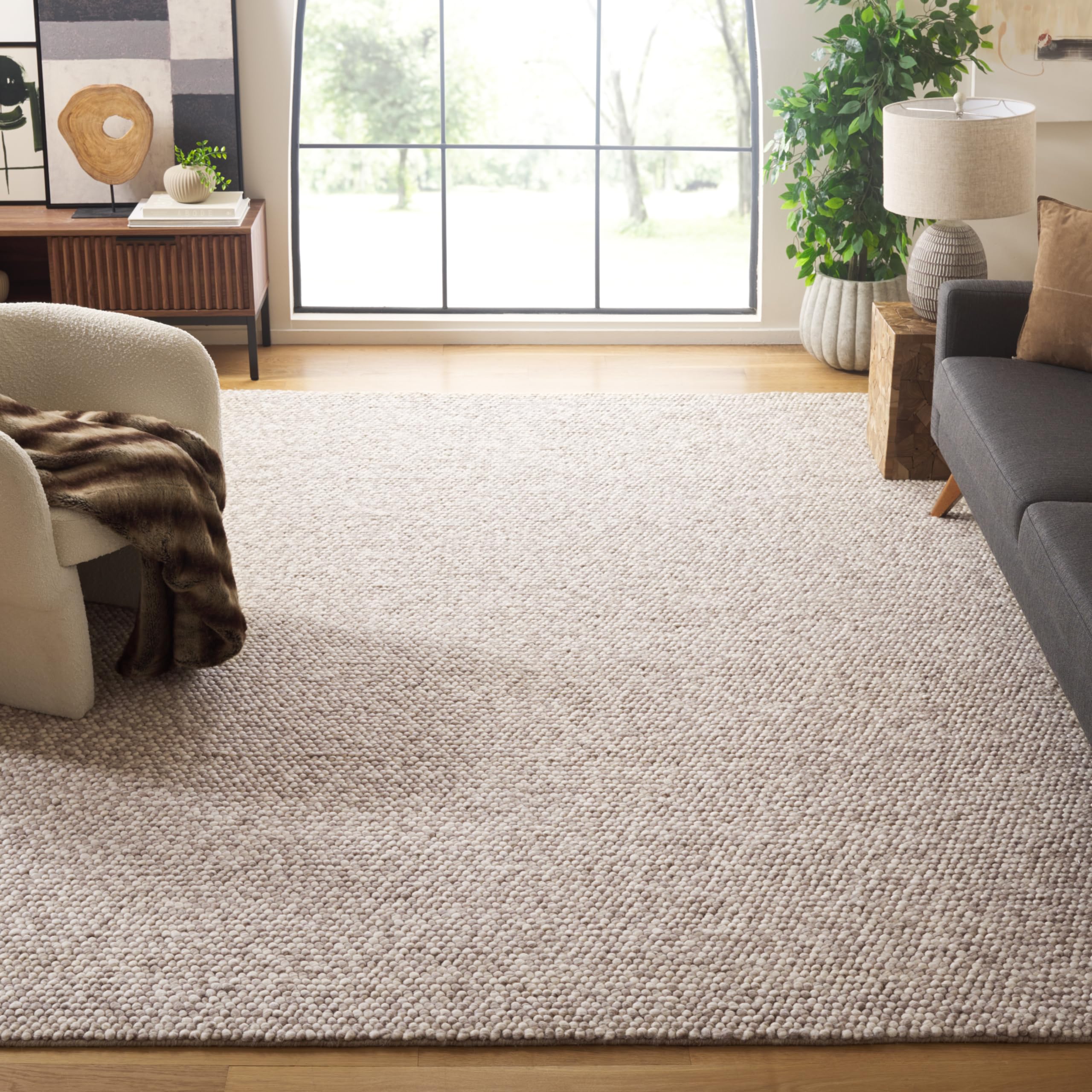 SAFAVIEH Area Rug 8x10 - Natura Collection - Large - Ivory, Handmade Wool Blend, Textured Design, Ideal for Living Room, Bedroom, Dining Space (NAT620A)