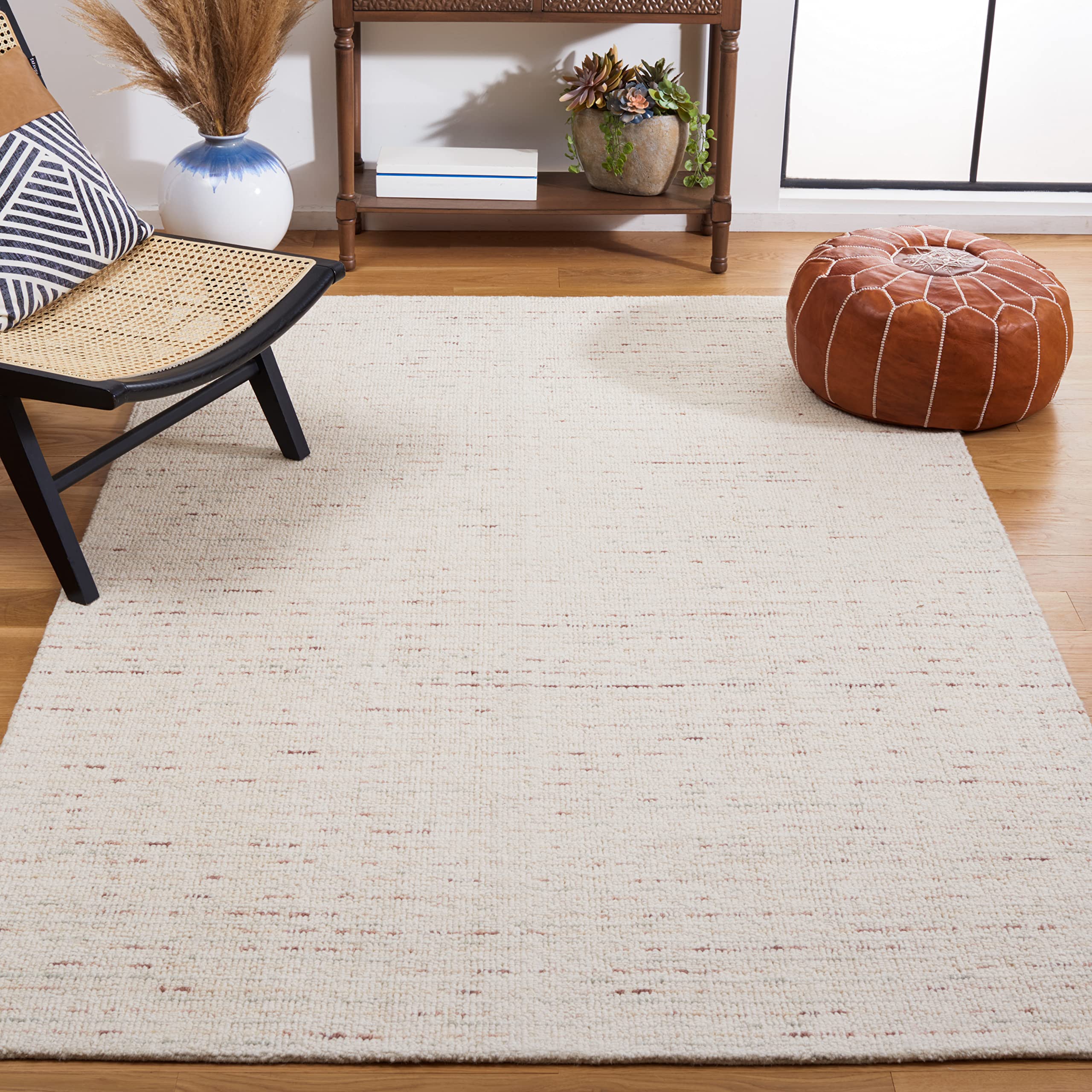 SAFAVIEH Area Rug 8x10 - Abstract Collection - Large - Ivory & Grey, Handmade Wool, Ideal for Living Room, Bedroom, Office, Dining Space (ABT468G)