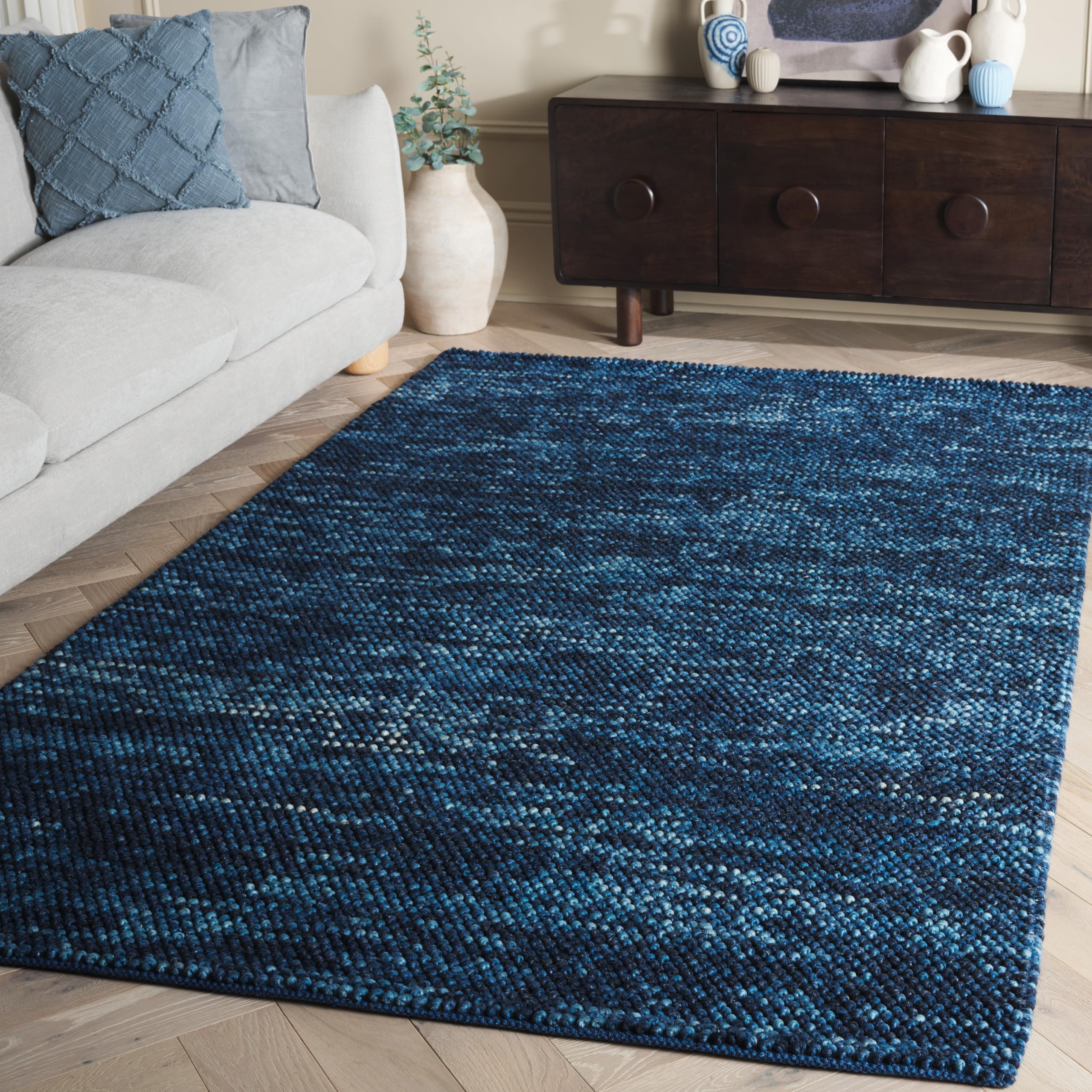 SAFAVIEH Area Rug 5x8 - Natura Collection - Beige & Ivory, Handmade Wool Blend, Textured Design, Ideal for Living Room, Bedroom, Dining Space (NAT425B)