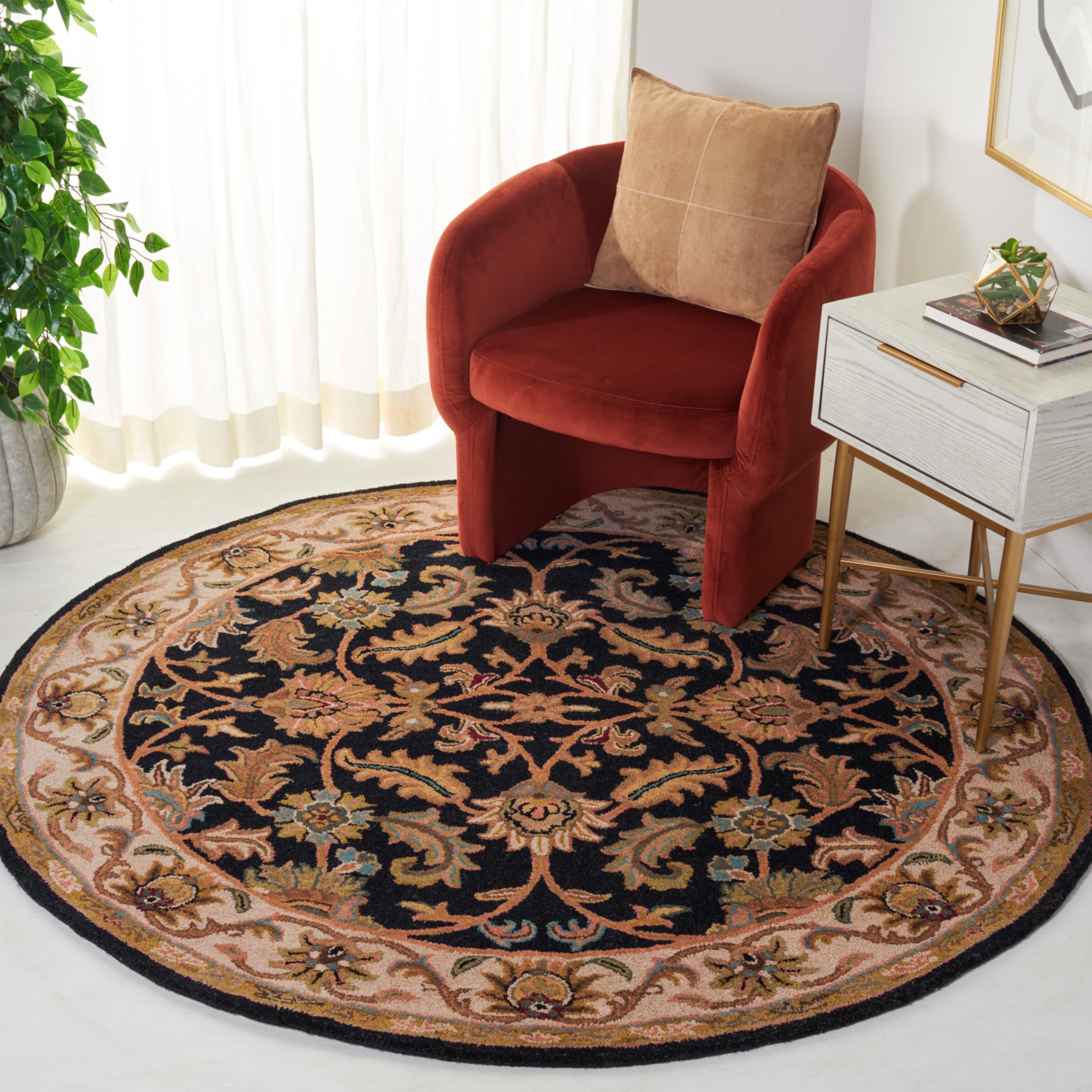 SAFAVIEH Heritage Collection Area Rug - 9' x 12', Black & Beige, Handmade Traditional Oriental Wool, Ideal for High Traffic Areas in Living Room, Bedroom (HG628B)