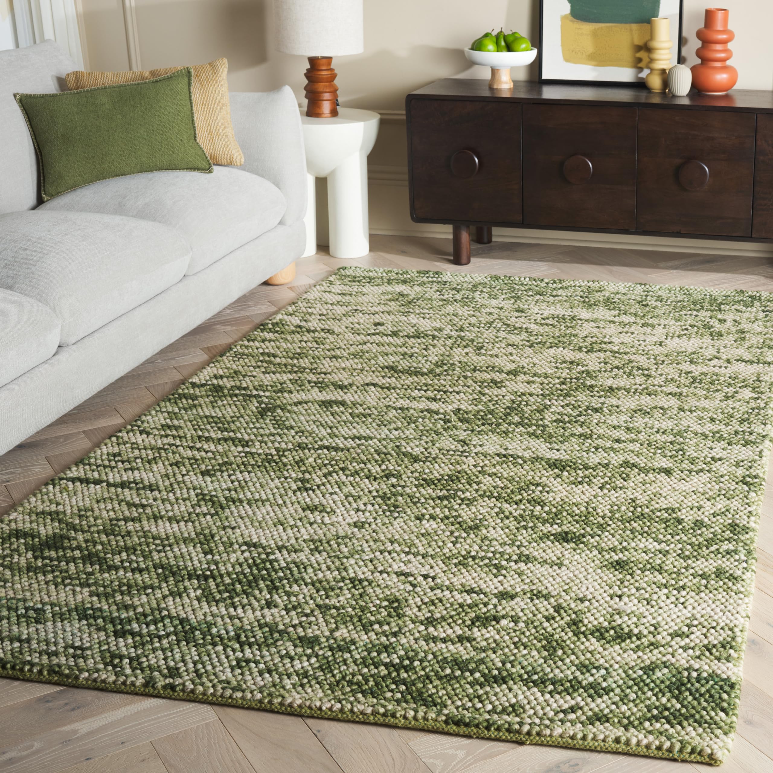 SAFAVIEH Area Rug 8x10 - Natura Collection - Large - Beige & Ivory, Handmade Wool Blend, Textured Design, Ideal for Living Room, Bedroom, Dining Space (NAT425B)