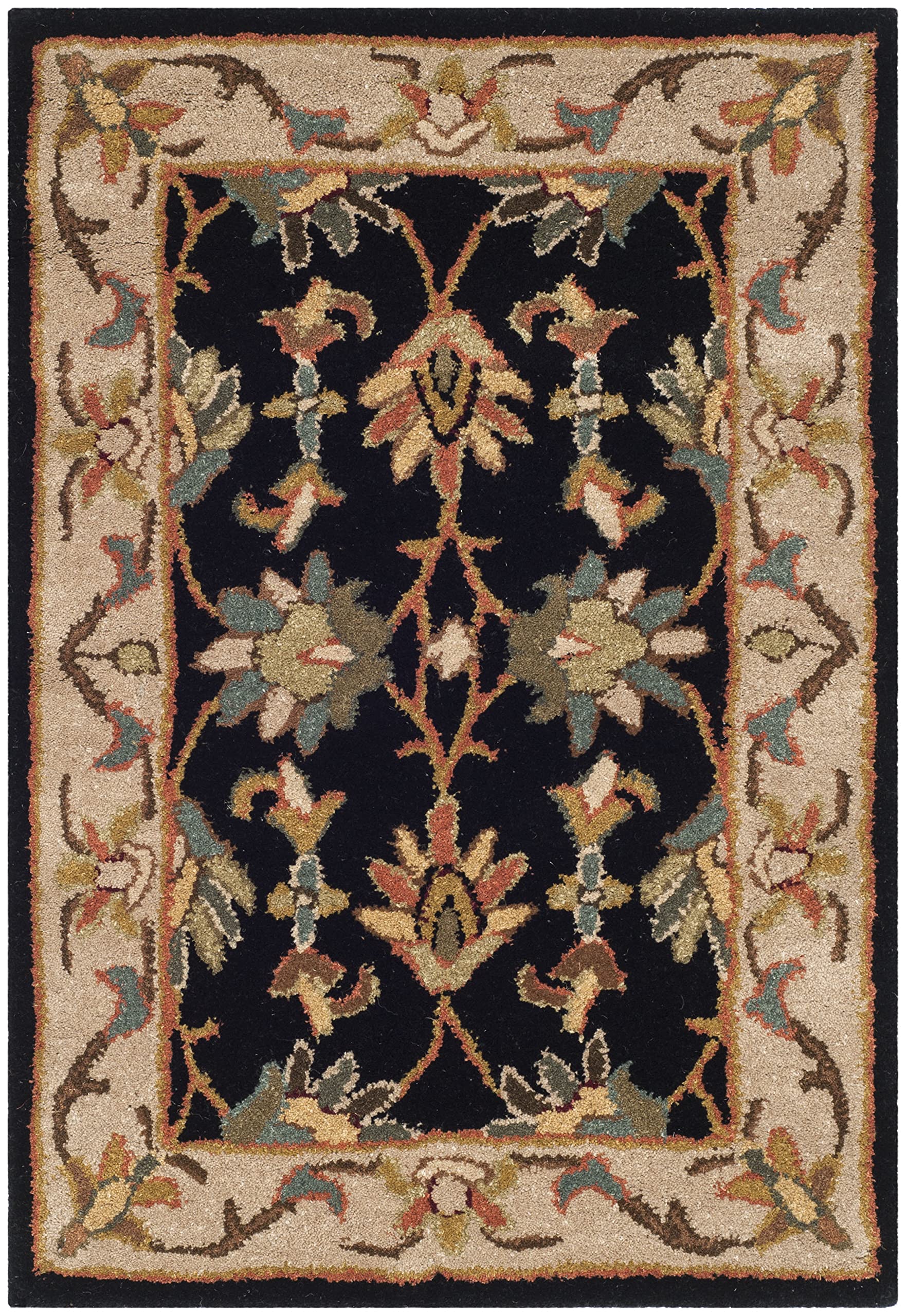 SAFAVIEH Heritage Collection Area Rug - 9' x 12', Black & Beige, Handmade Traditional Oriental Wool, Ideal for High Traffic Areas in Living Room, Bedroom (HG628B)