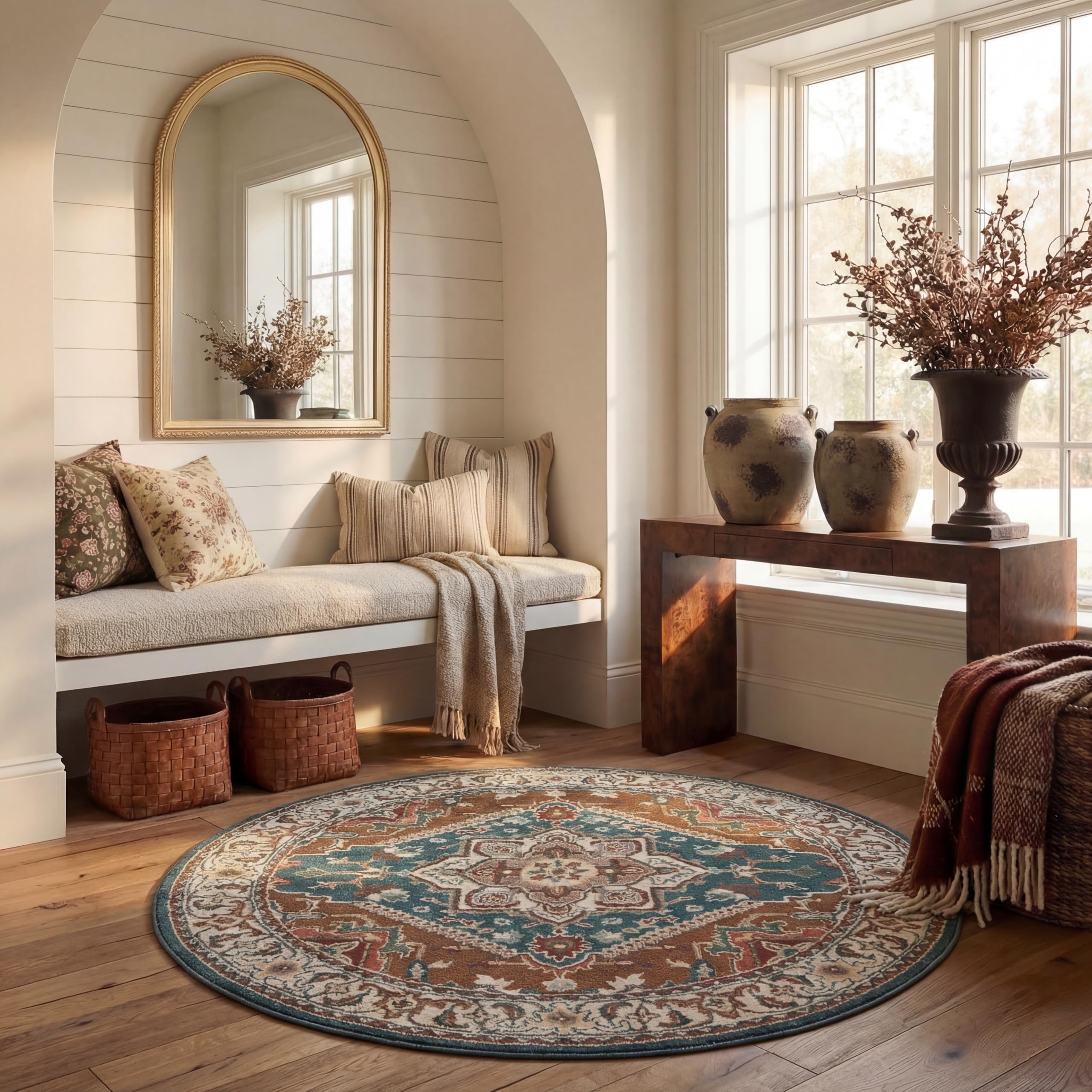 SAFAVIEH Area Rug 8x10 - Heritage Collection - Large - Red, Handmade Wool, Traditional Oriental Medallion Design, Ideal for Living Room, Bedroom, Dining Space (HG625A)