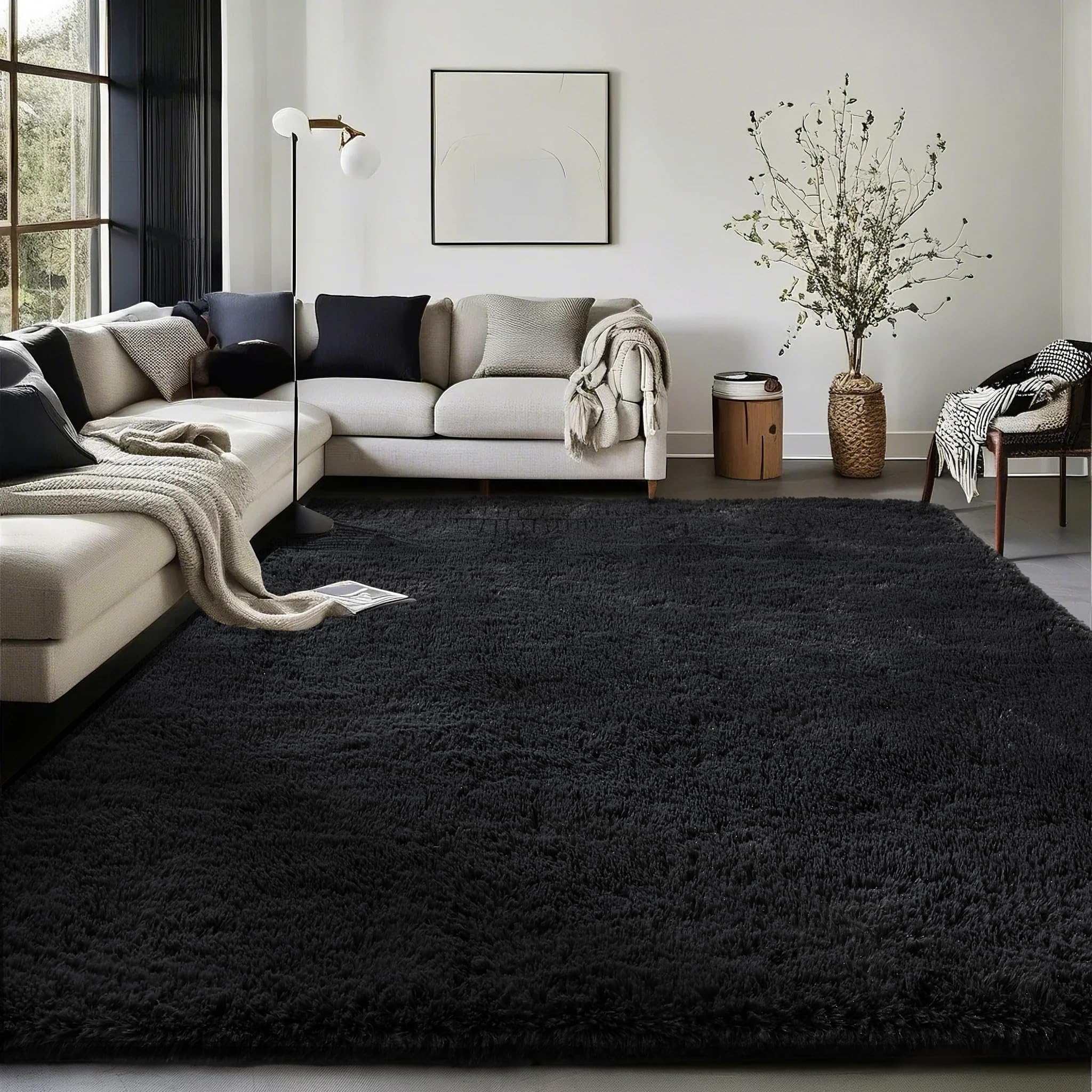 Ophanie 8x10 Area Rugs for Living Room, Upgrade Non-Slip Fluffy Soft Large Shag Bedroom Carpet, Ivory Big Indoor Thick Nursery Rug, Carpets for Boy and Girls Room Dorm Home Decor Aesthetic