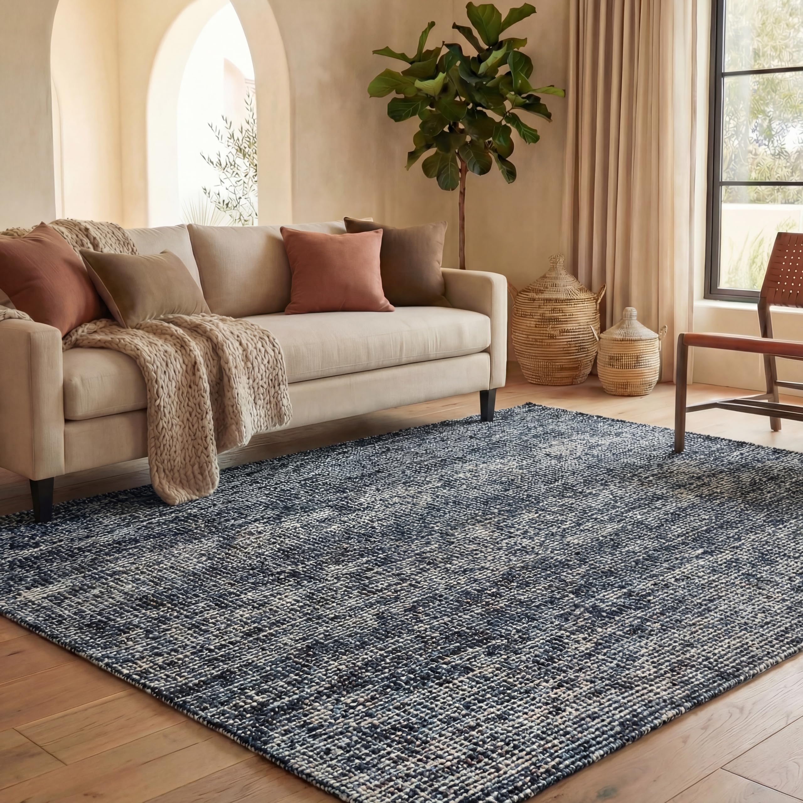 SAFAVIEH Area Rug 8x10 - Abstract Collection - Large - Ivory & Grey, Handmade Wool, Ideal for Living Room, Bedroom, Office, Dining Space (ABT468G)
