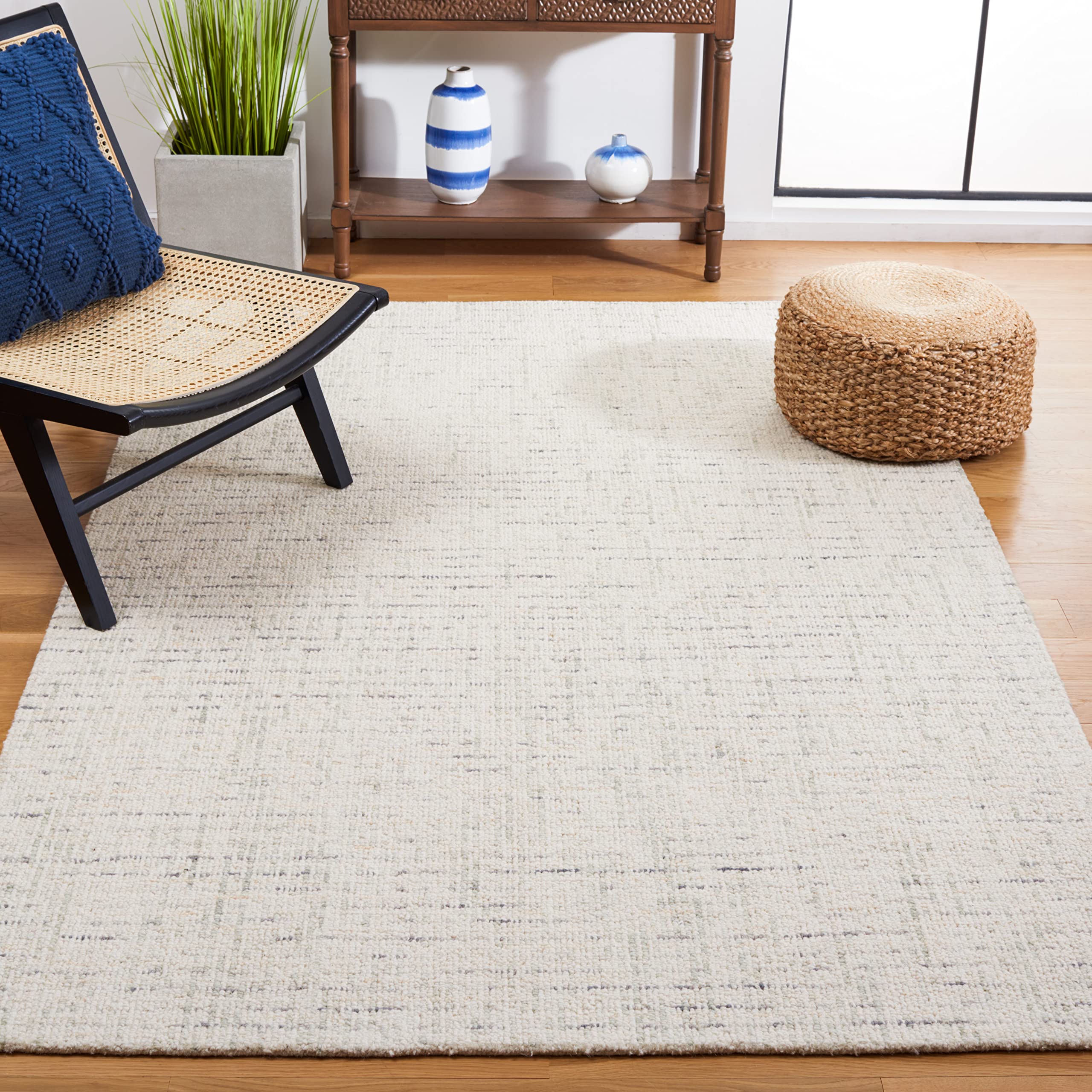 SAFAVIEH Area Rug 8x10 - Abstract Collection - Large - Ivory & Grey, Handmade Wool, Ideal for Living Room, Bedroom, Office, Dining Space (ABT468G)