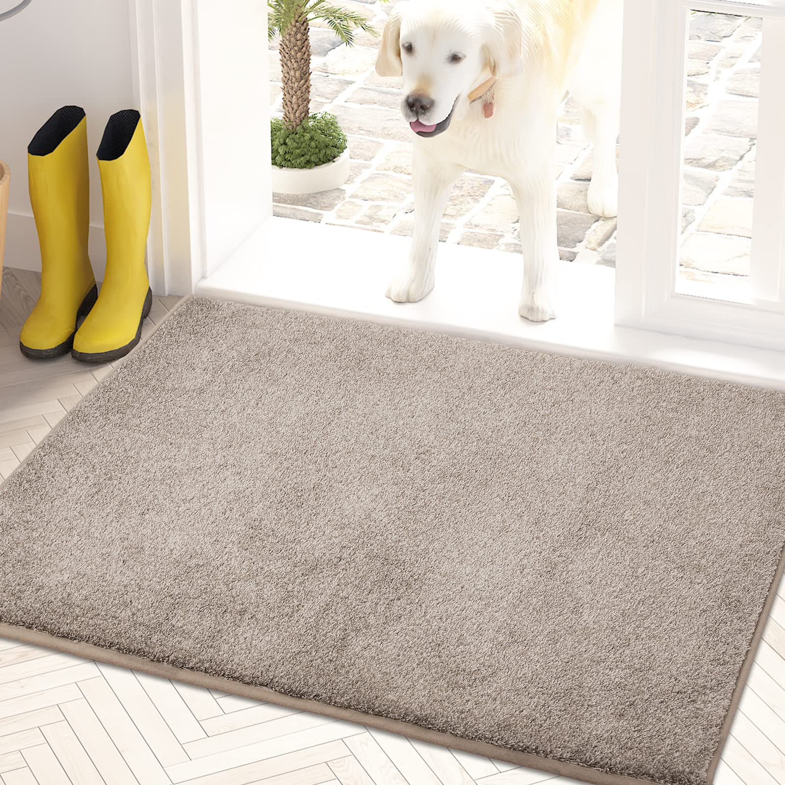 PURRUGS Dirt Trapping Door Mat 24" x 35.5", Non-Slip Machine Washable Entryway Rug, Dog Doormat, Indoor Front Door Mat, Super Absorbent Entry Rug for Muddy Shoes & Paws, Charcoal