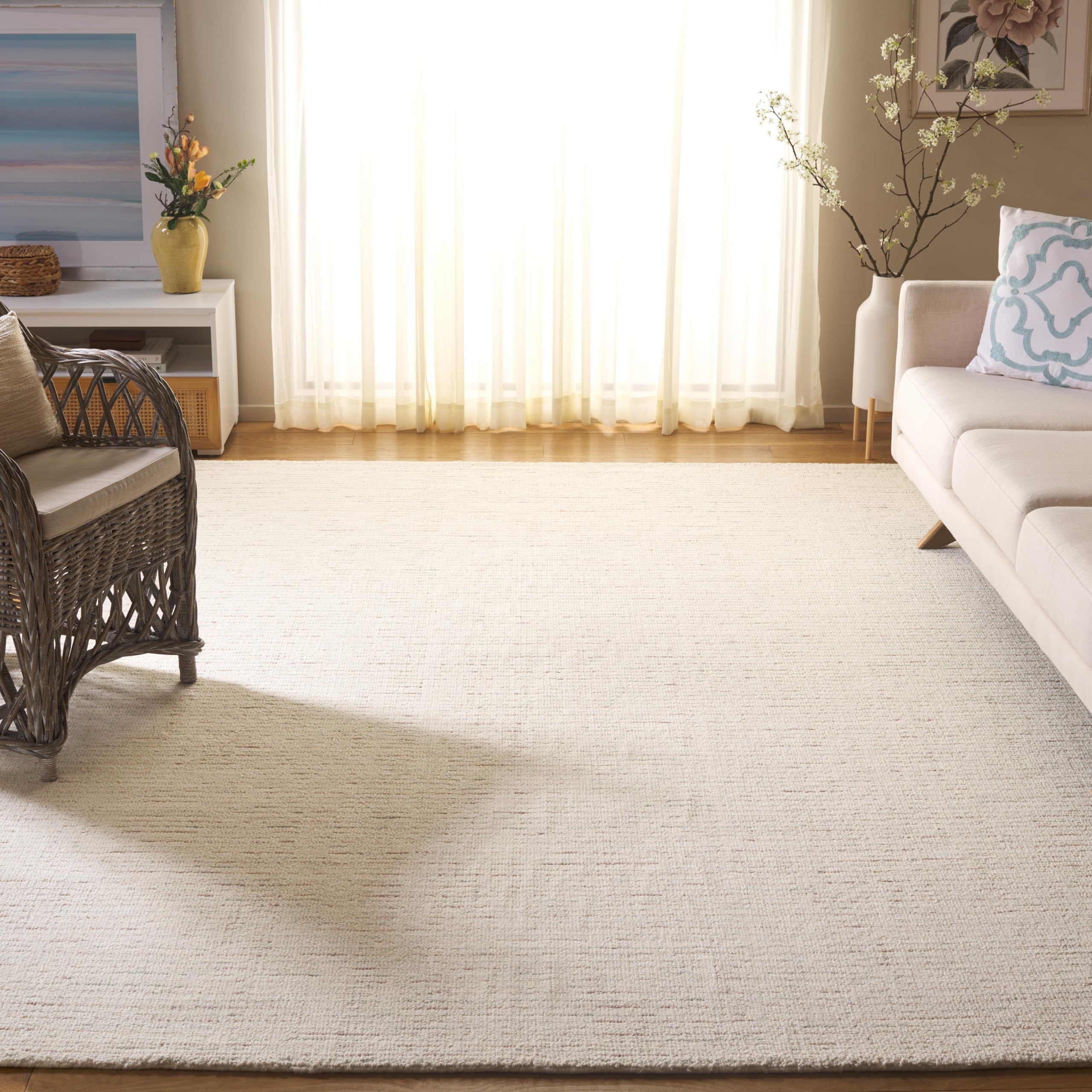 SAFAVIEH Area Rug 8x10 - Abstract Collection - Large - Ivory & Grey, Handmade Wool, Ideal for Living Room, Bedroom, Office, Dining Space (ABT468G)