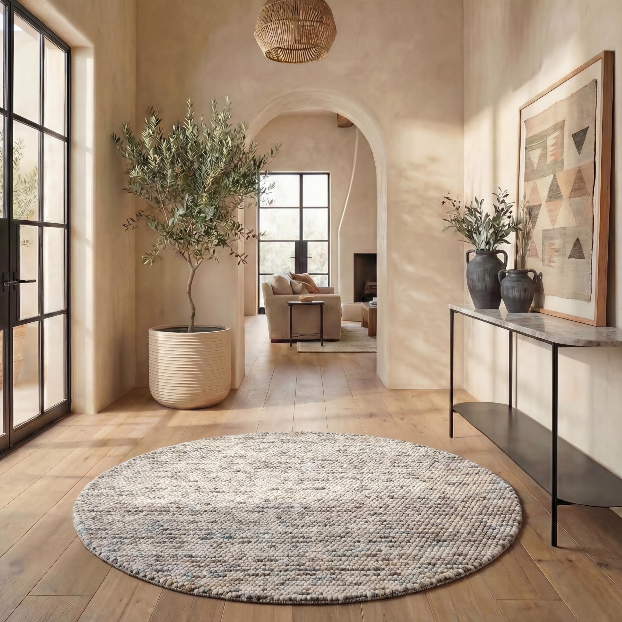 SAFAVIEH Area Rug 8x10 - Natura Collection - Large - Ivory, Handmade Wool Blend, Textured Design, Ideal for Living Room, Bedroom, Dining Space (NAT620A)