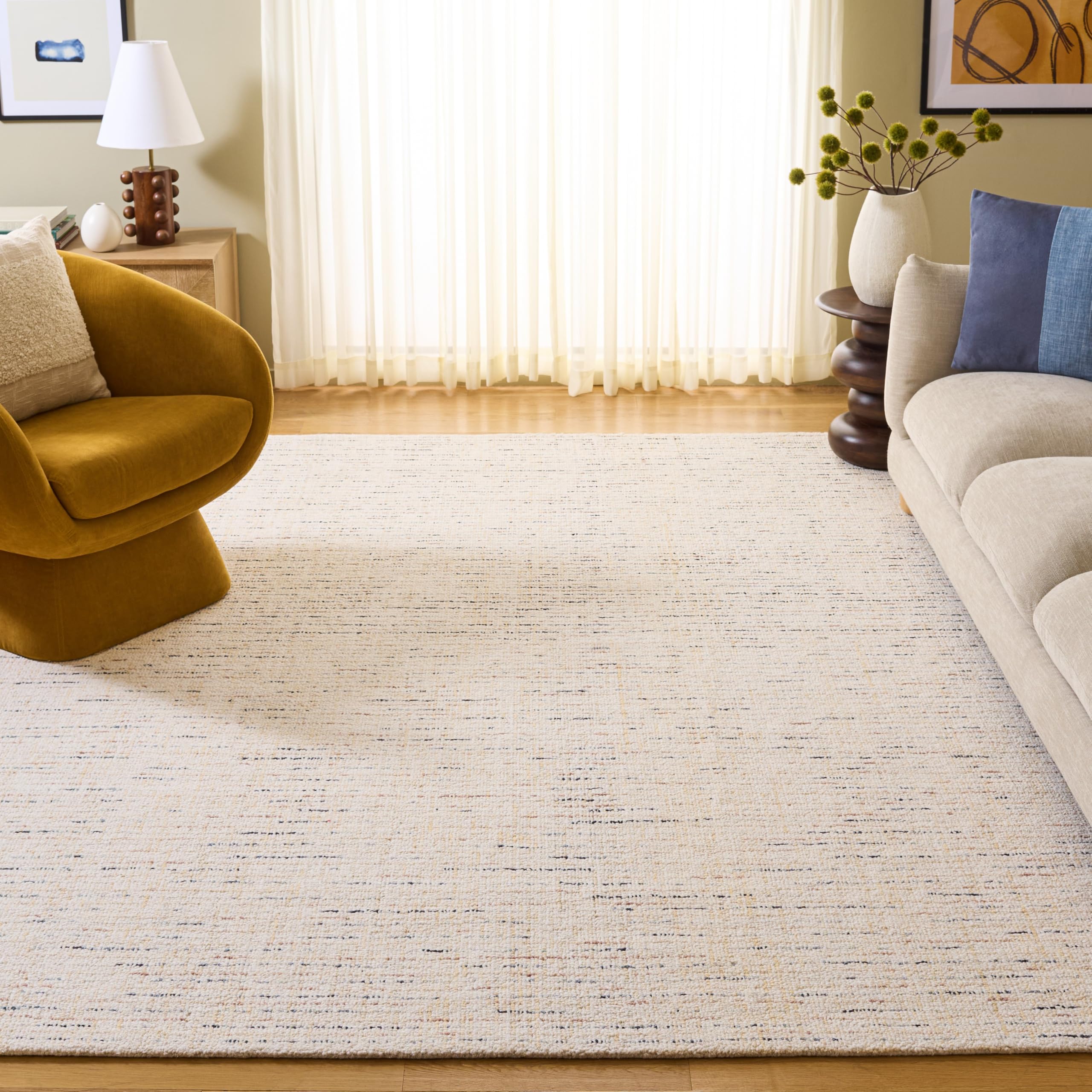 SAFAVIEH Area Rug 8x10 - Abstract Collection - Large - Ivory & Grey, Handmade Wool, Ideal for Living Room, Bedroom, Office, Dining Space (ABT468G)