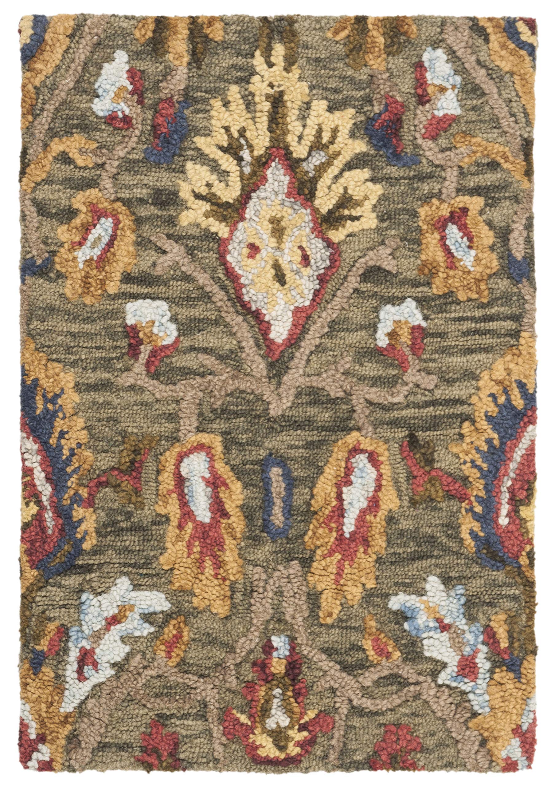 SAFAVIEH Area Rug 8x10 - Blossom Collection - Large - Green & Multi, Handmade Wool, Ideal for Living Room, Bedroom, Office, Dining Space (BLM402B)