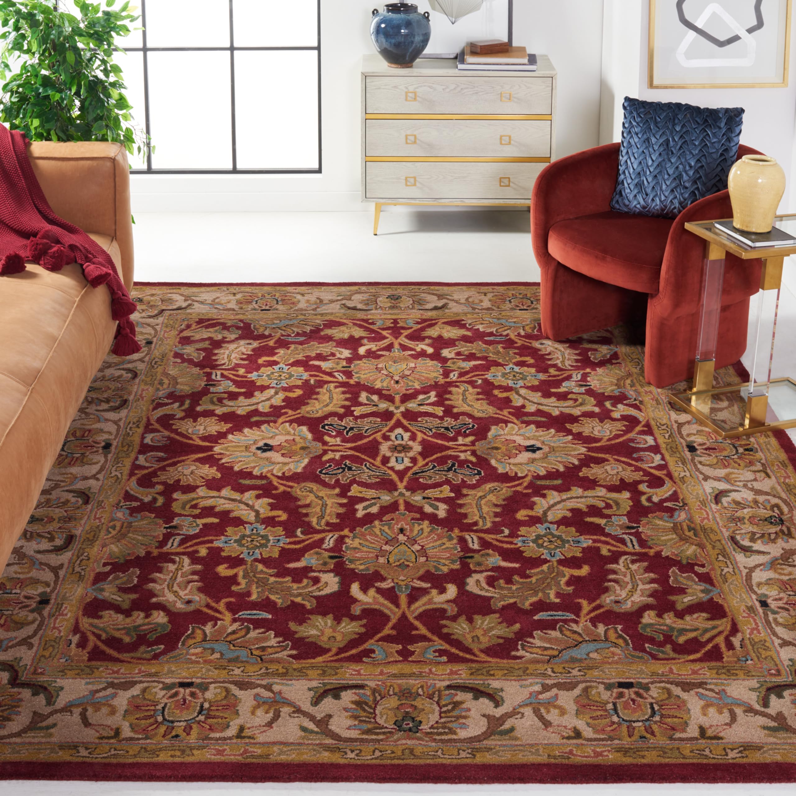 SAFAVIEH Heritage Collection Area Rug - 9' x 12', Black & Beige, Handmade Traditional Oriental Wool, Ideal for High Traffic Areas in Living Room, Bedroom (HG628B)