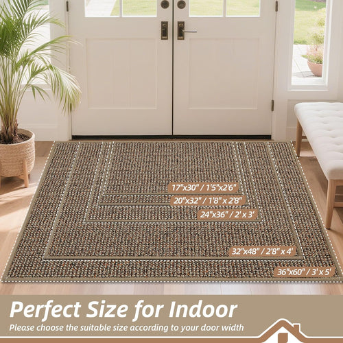 BEQHAUSE Dirt Trapper Door Mat 24" x 36", Non-Slip Washable Doormats Entrance Mat, Dirt Resistant and Absorbent Welcome Mat, Low Profile Floor Mats for Front Back Door and Entryway, Beige