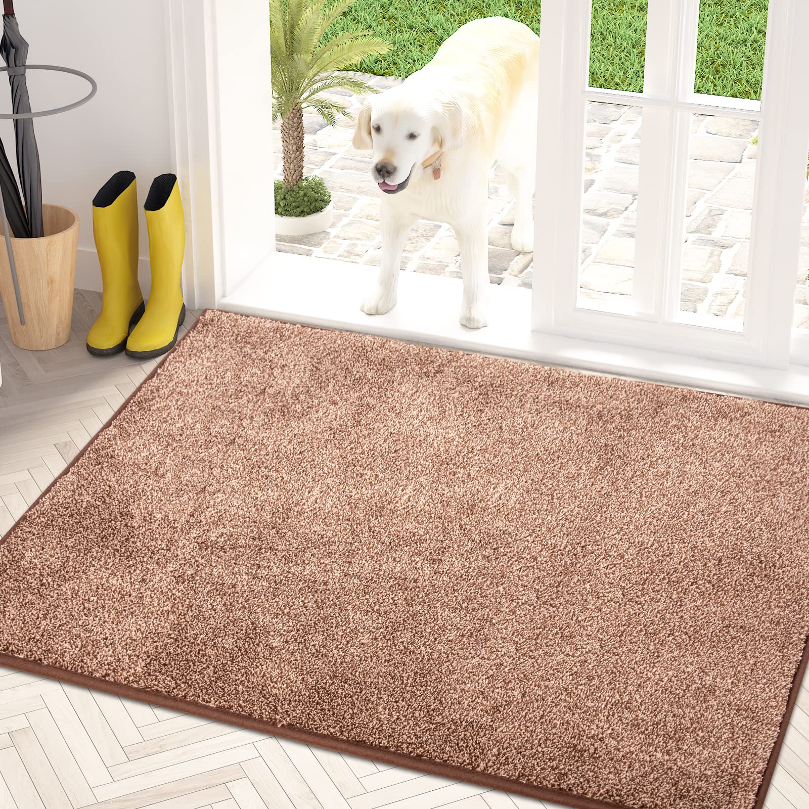 PURRUGS Dirt Trapping Door Mat 24" x 35.5", Non-Slip Machine Washable Entryway Rug, Dog Doormat, Indoor Front Door Mat, Super Absorbent Entry Rug for Muddy Shoes & Paws, Charcoal