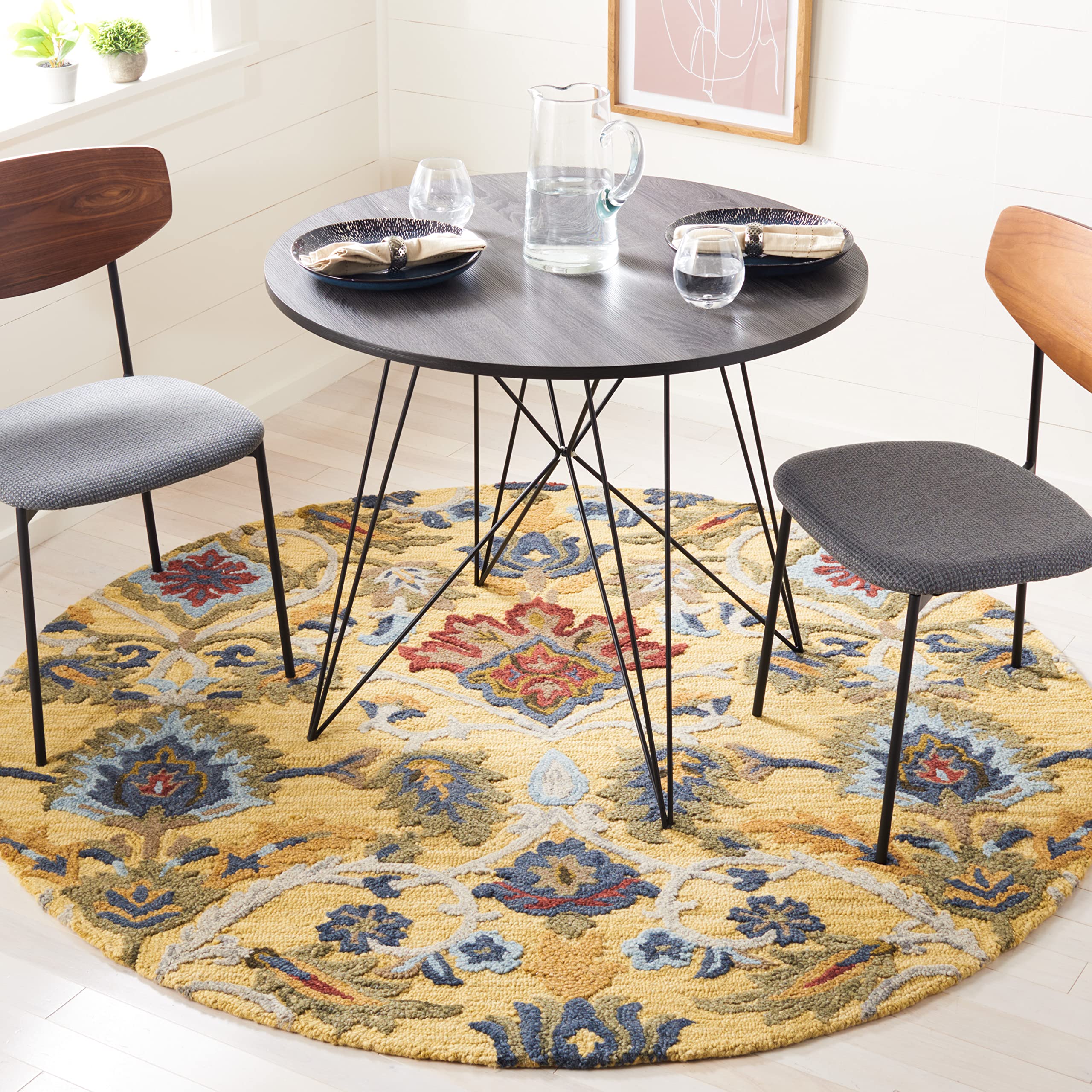 SAFAVIEH Area Rug 8x10 - Blossom Collection - Large - Green & Multi, Handmade Wool, Ideal for Living Room, Bedroom, Office, Dining Space (BLM402B)