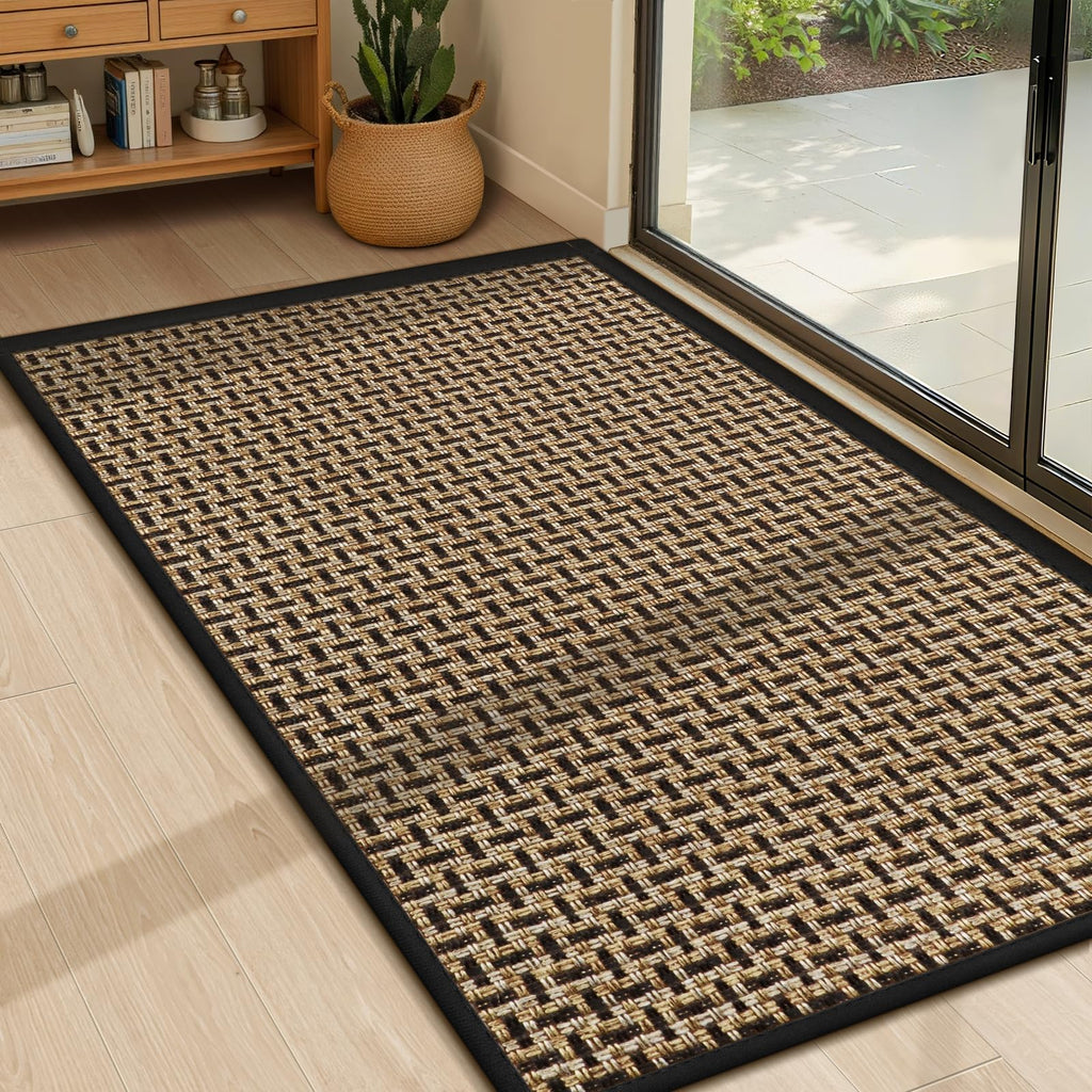 LEKEEPGO Ultra Thin Indoor Door Mat 24"x47", Low-Profile Door Mat Indoor Entrance, Non Slip Rubber Backing Inside Doormat Washable Welcome Front Entryway Dirt Trapper Entry Mat, Grey