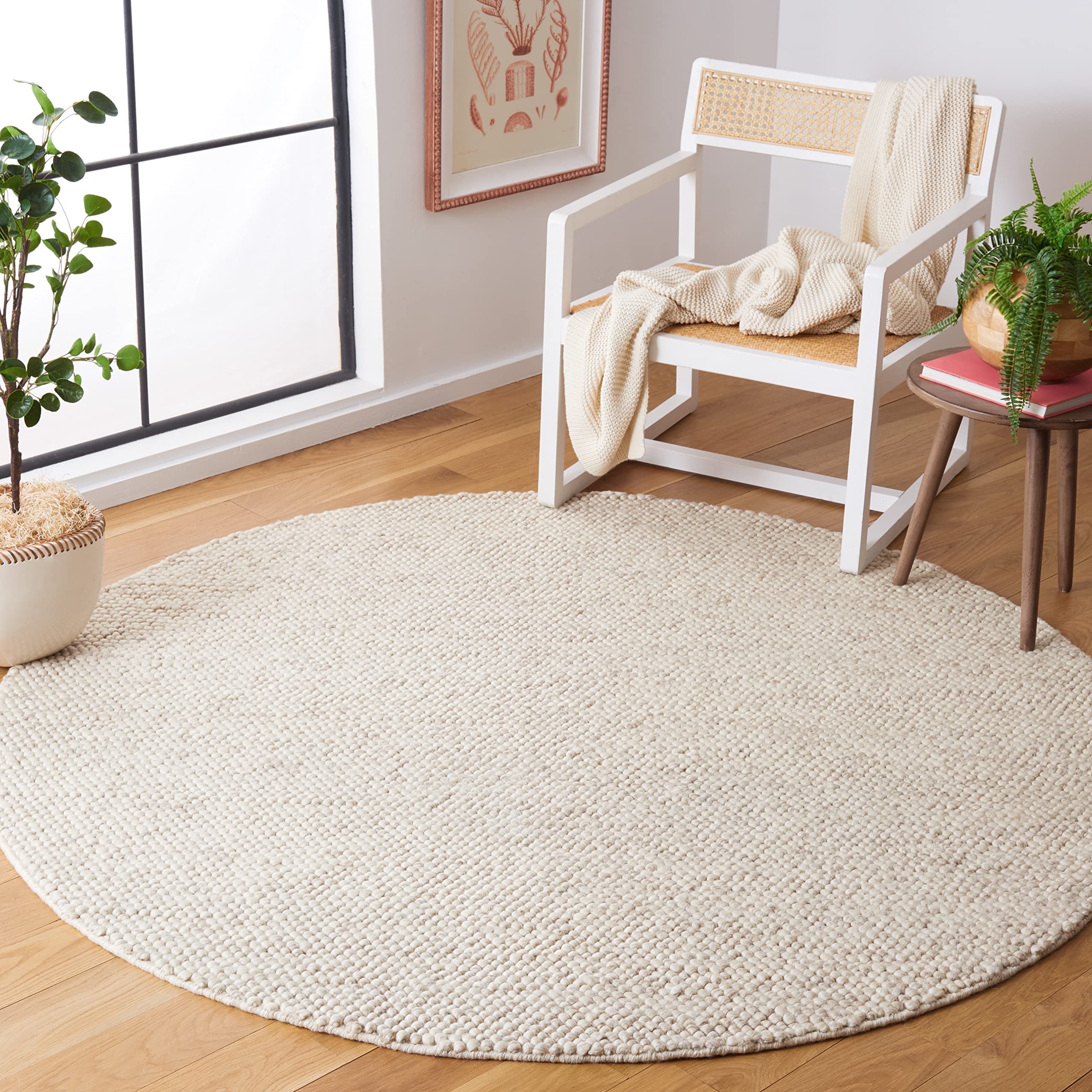 SAFAVIEH Area Rug 5x8 - Natura Collection - Beige & Ivory, Handmade Wool Blend, Textured Design, Ideal for Living Room, Bedroom, Dining Space (NAT425B)
