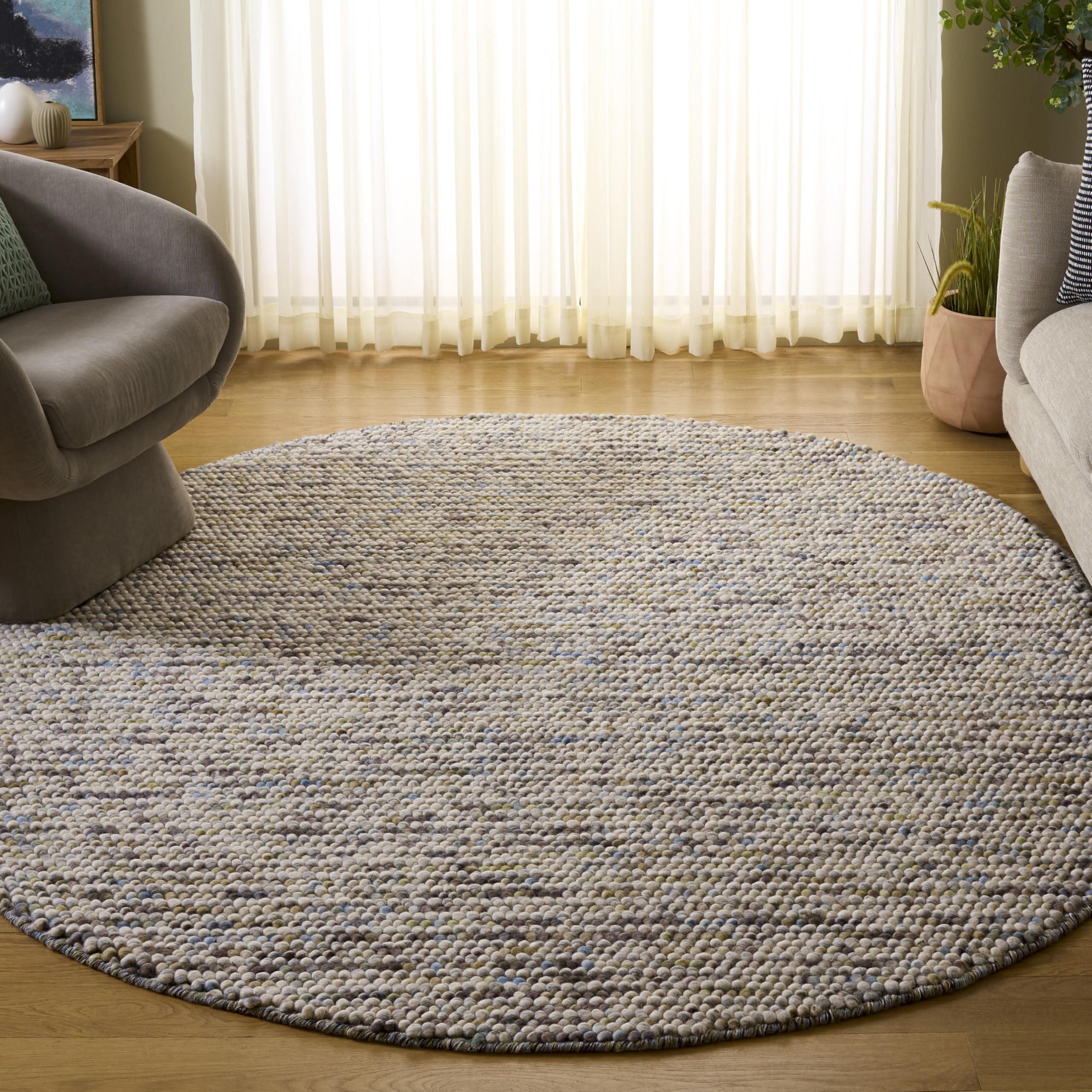 SAFAVIEH Area Rug 8x10 - Natura Collection - Large - Ivory, Handmade Wool Blend, Textured Design, Ideal for Living Room, Bedroom, Dining Space (NAT620A)