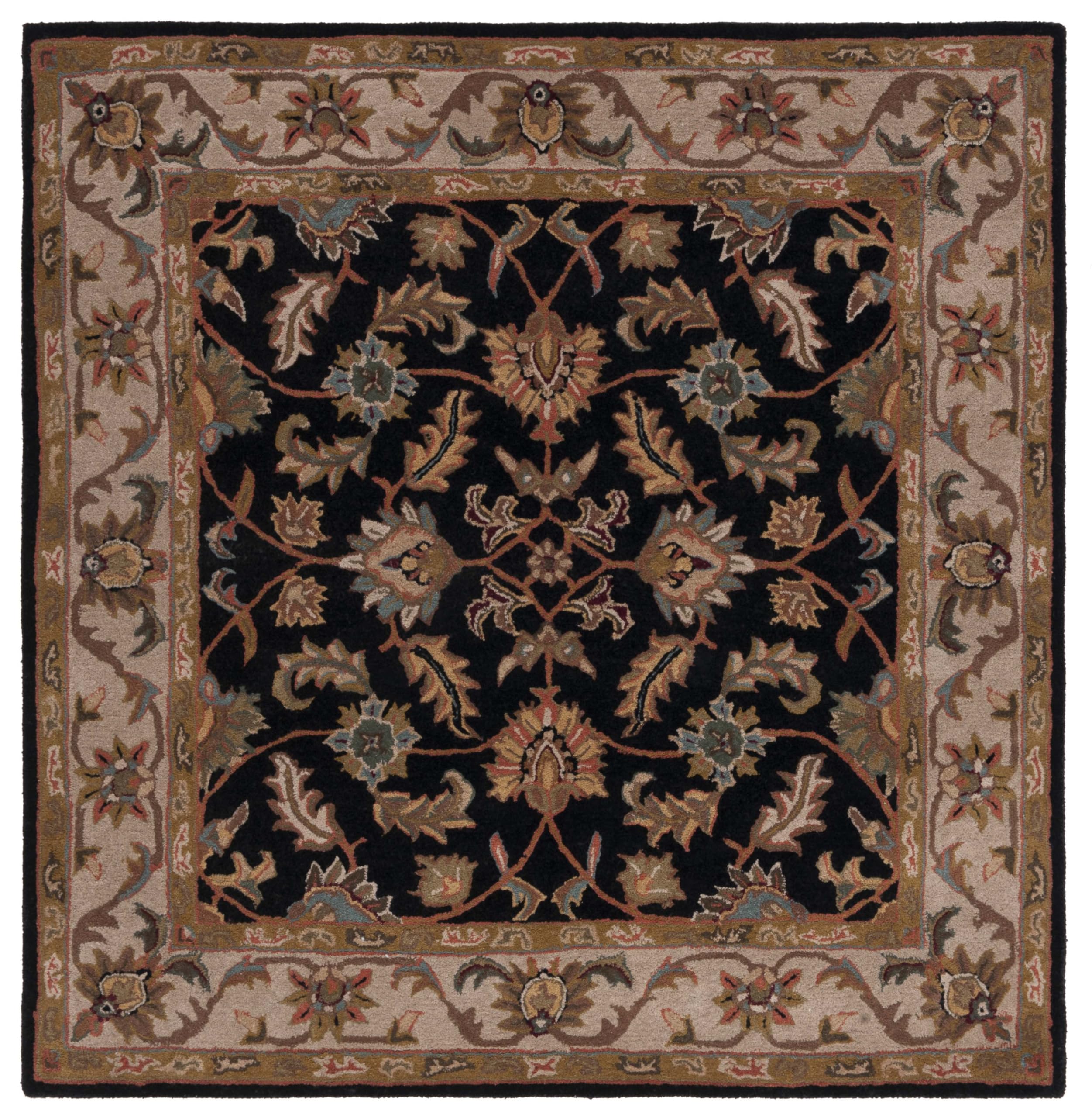 SAFAVIEH Heritage Collection Area Rug - 9' x 12', Black & Beige, Handmade Traditional Oriental Wool, Ideal for High Traffic Areas in Living Room, Bedroom (HG628B)